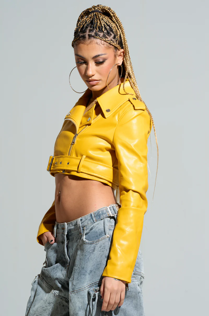 TRIO ESSENTIAL CROPPED MOTO IN YELLOW - Image 5