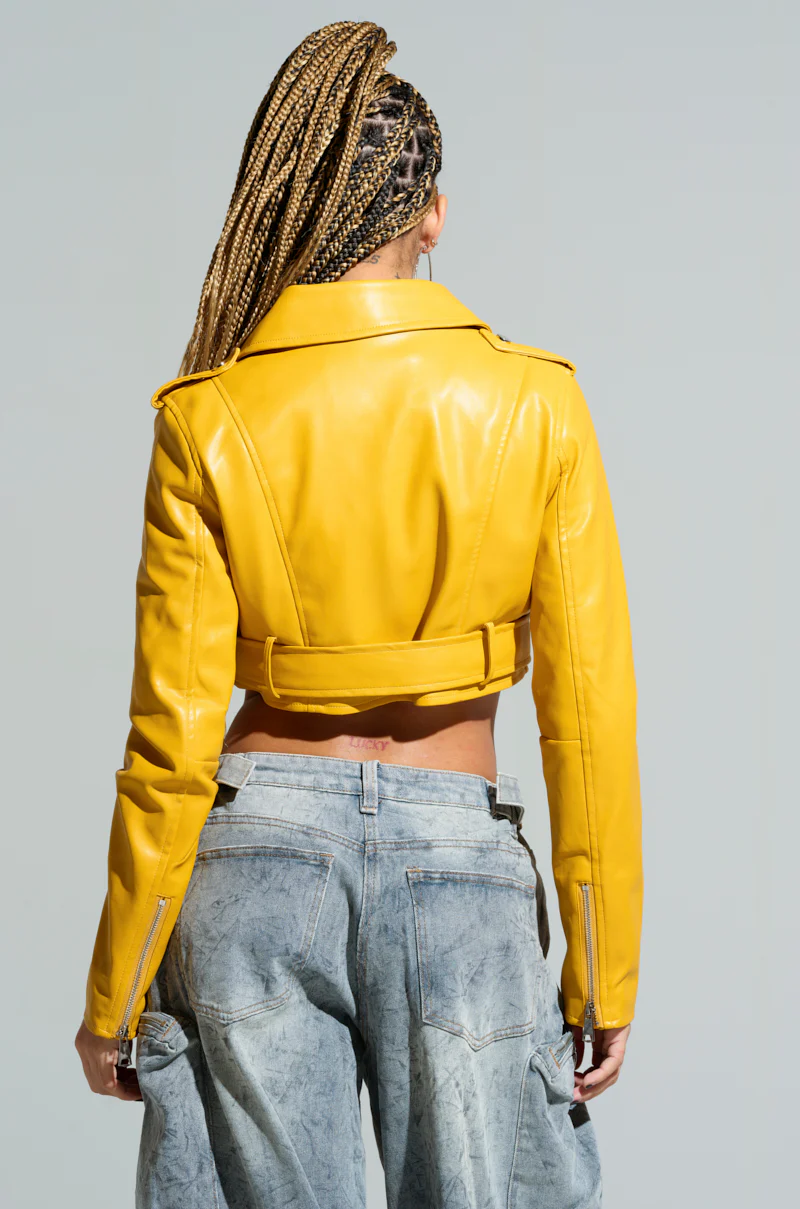 TRIO ESSENTIAL CROPPED MOTO IN YELLOW - Image 6