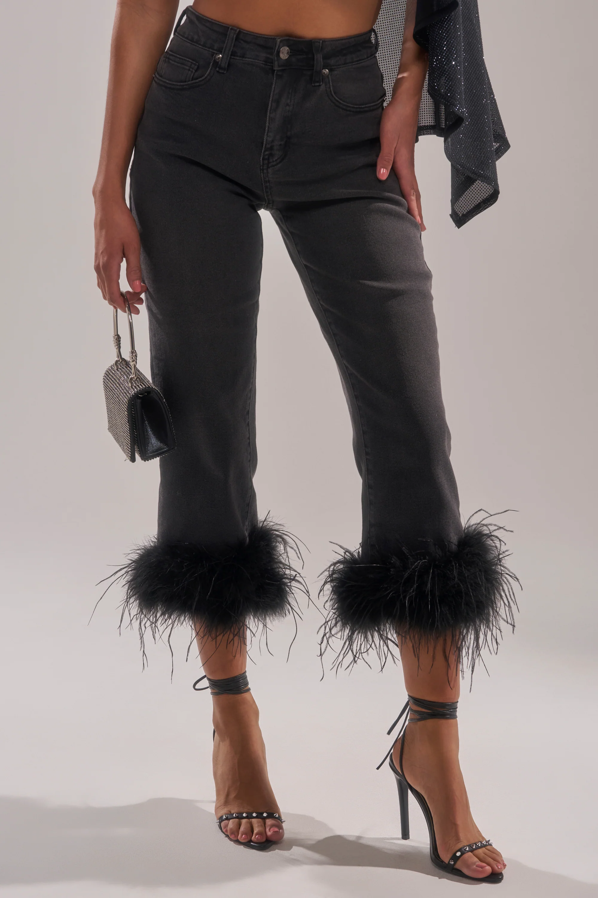 TRIPPY LIKE ME DENIM PANT WITH FEATHER - Image 2