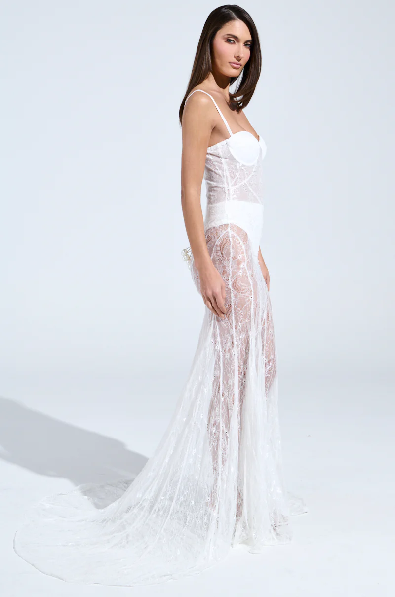 TROUBLES HERE LACE MAXI DRESS IN WHITE - Image 7