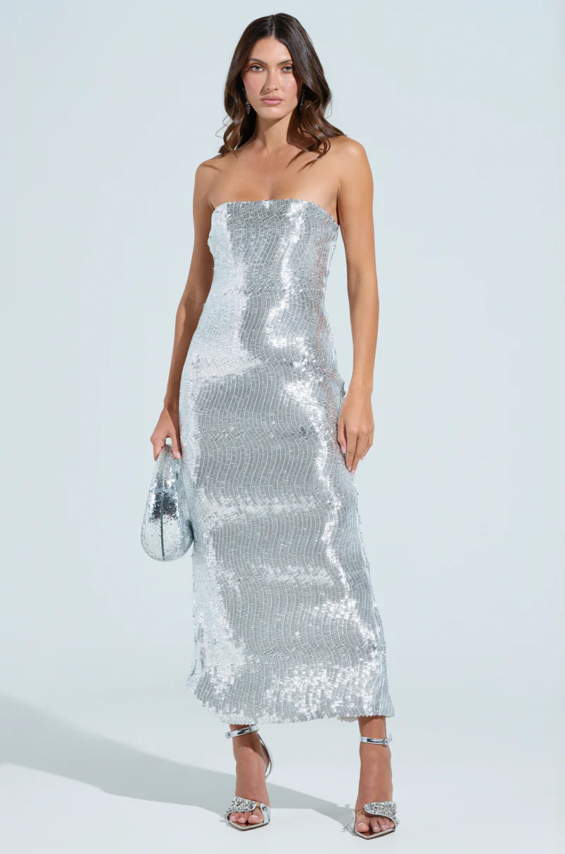 TRY AGAIN HONEY MESH SEQUIN MAXI DRESS