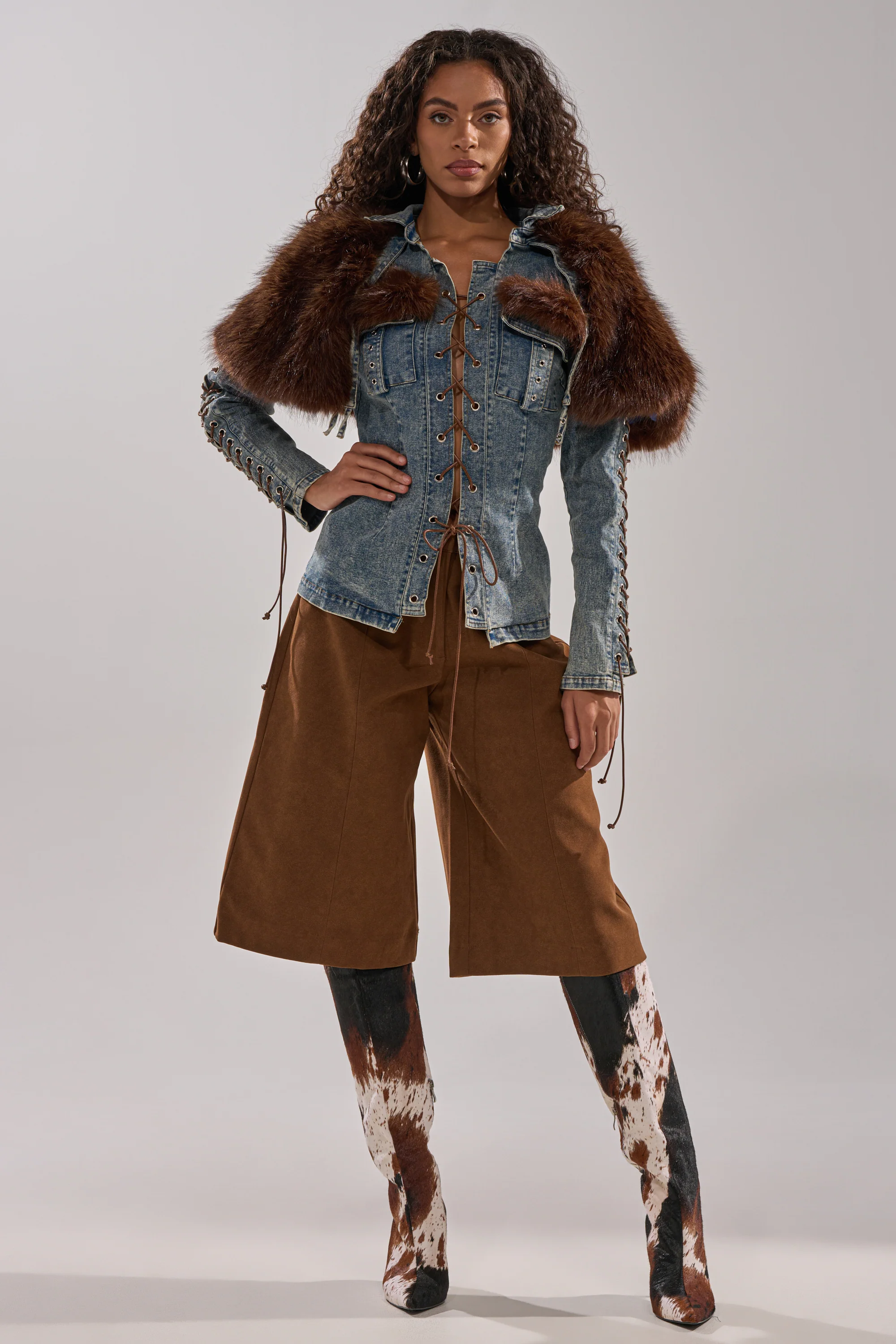 TRY ME BABY LACE UP DENIM TOP - Image 10
