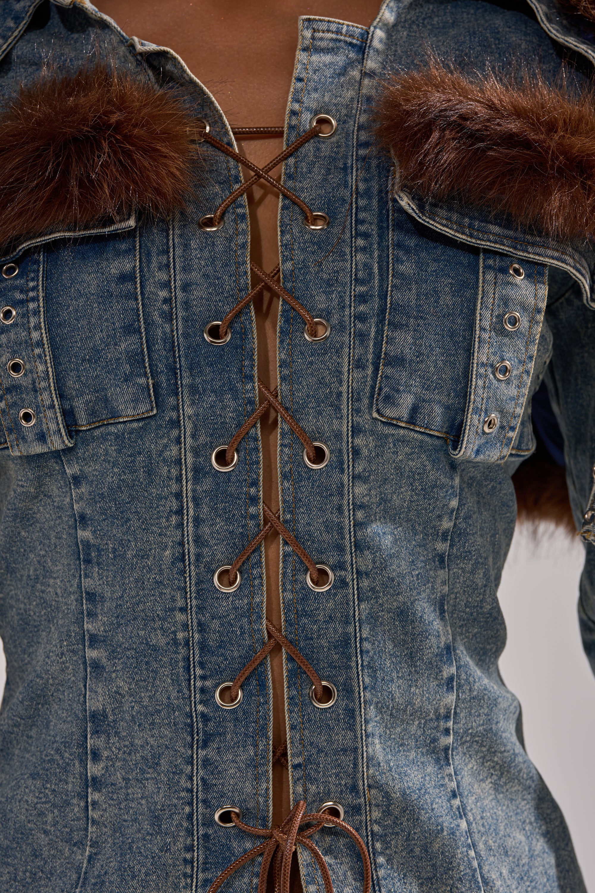 TRY ME BABY LACE UP DENIM TOP - Image 12