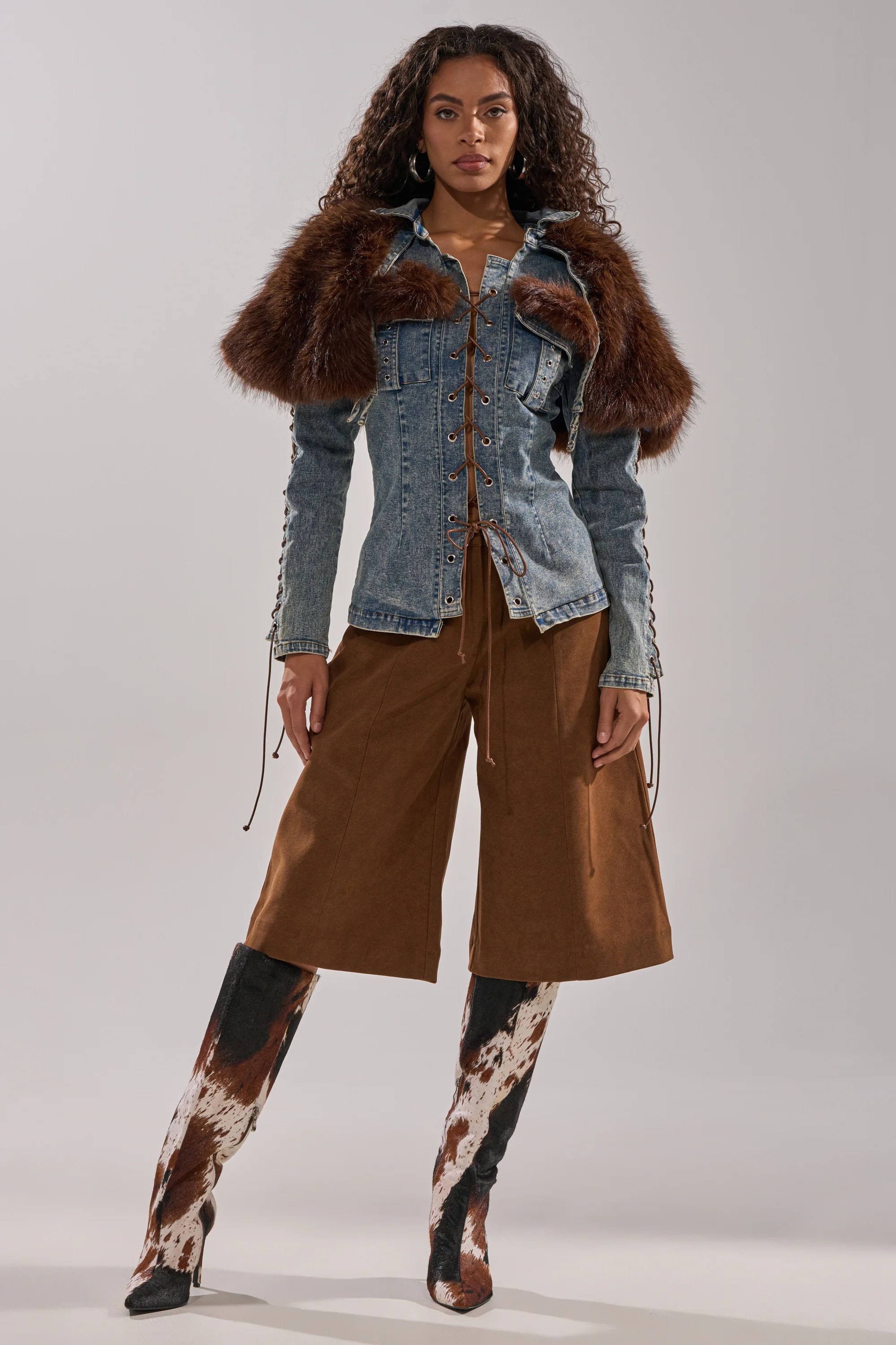 TRY ME BABY LACE UP DENIM TOP - Image 9