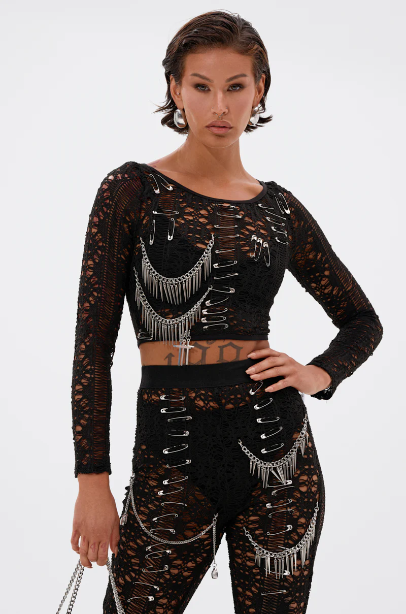 TRY ME LACE LONG SLEEVE WITH PINS