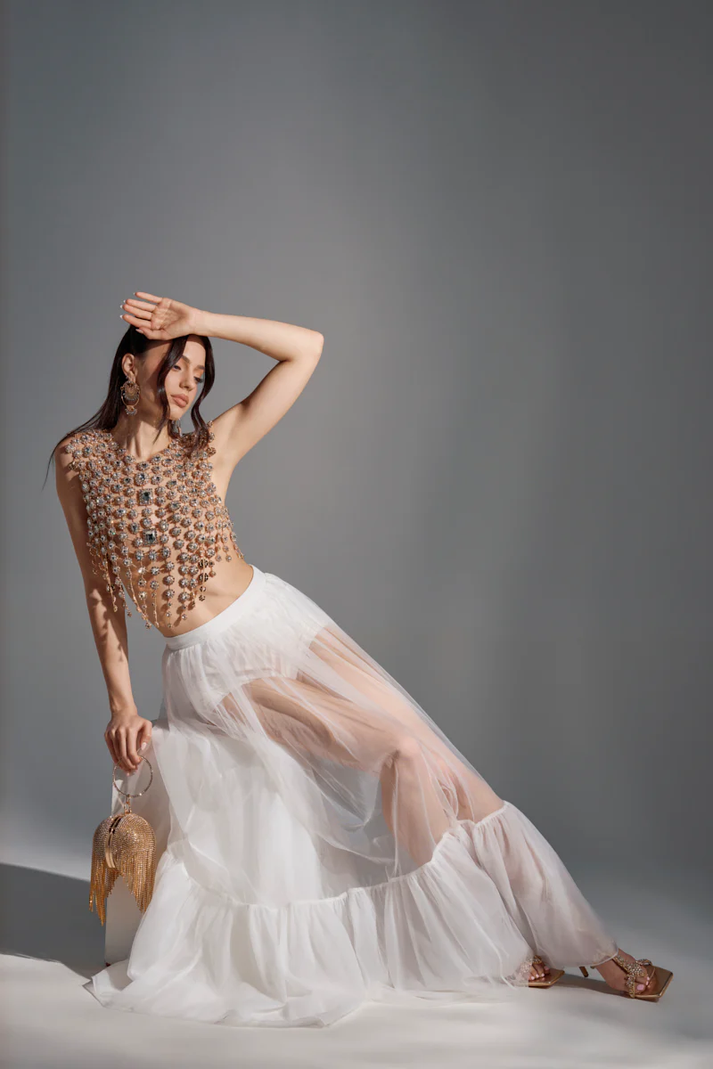 TRY ME MESH MAXI SKIRT IN WHITE - Image 3