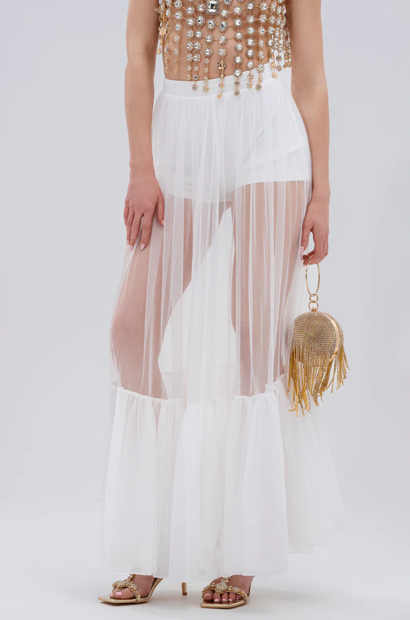 TRY ME MESH MAXI SKIRT IN WHITE - Image 4