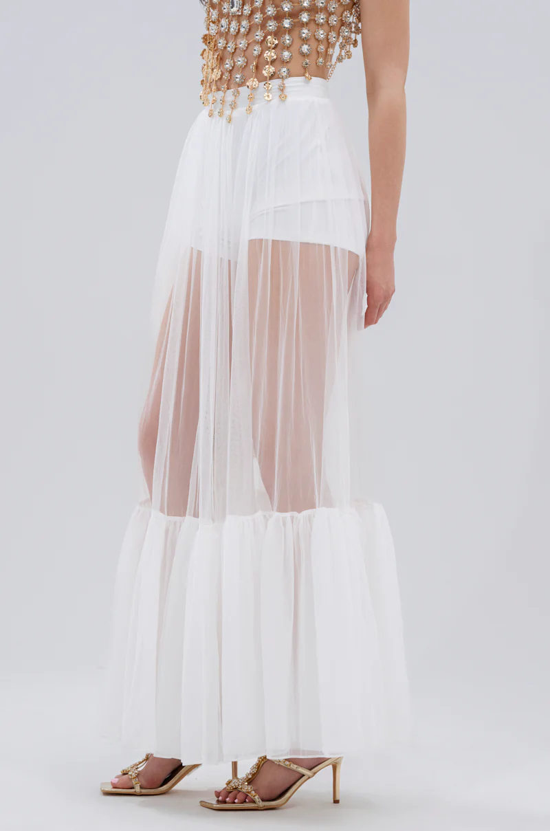 TRY ME MESH MAXI SKIRT IN WHITE - Image 5