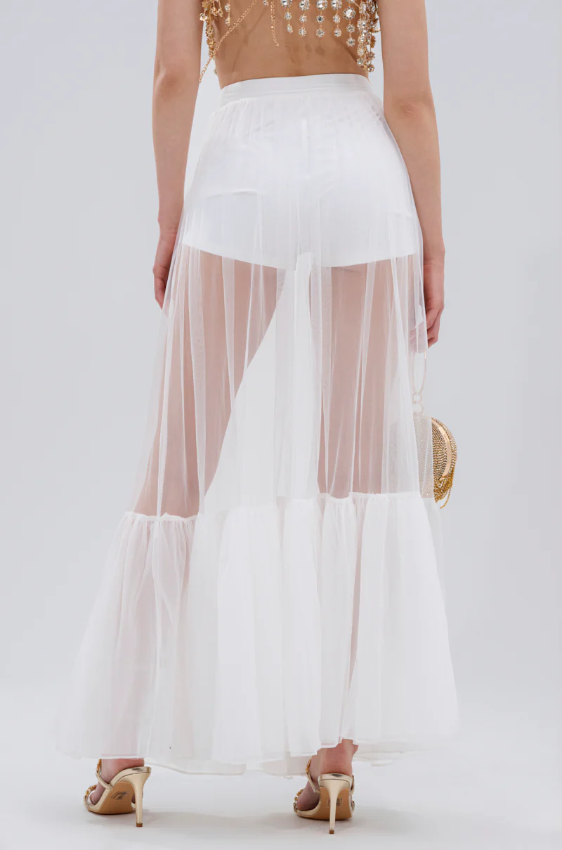 TRY ME MESH MAXI SKIRT IN WHITE - Image 6