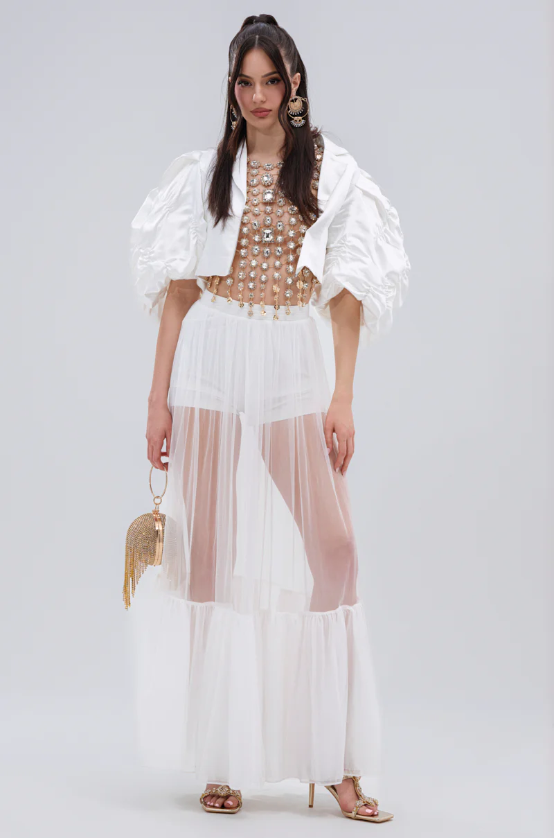 TRY ME MESH MAXI SKIRT IN WHITE - Image 7