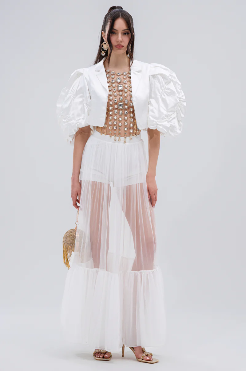 TRY ME MESH MAXI SKIRT IN WHITE - Image 8