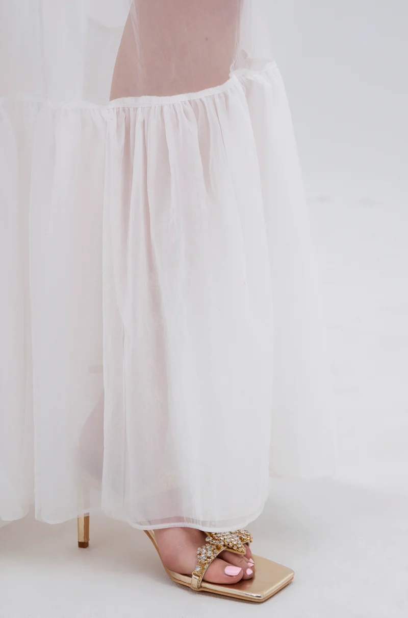 TRY ME MESH MAXI SKIRT IN WHITE - Image 9