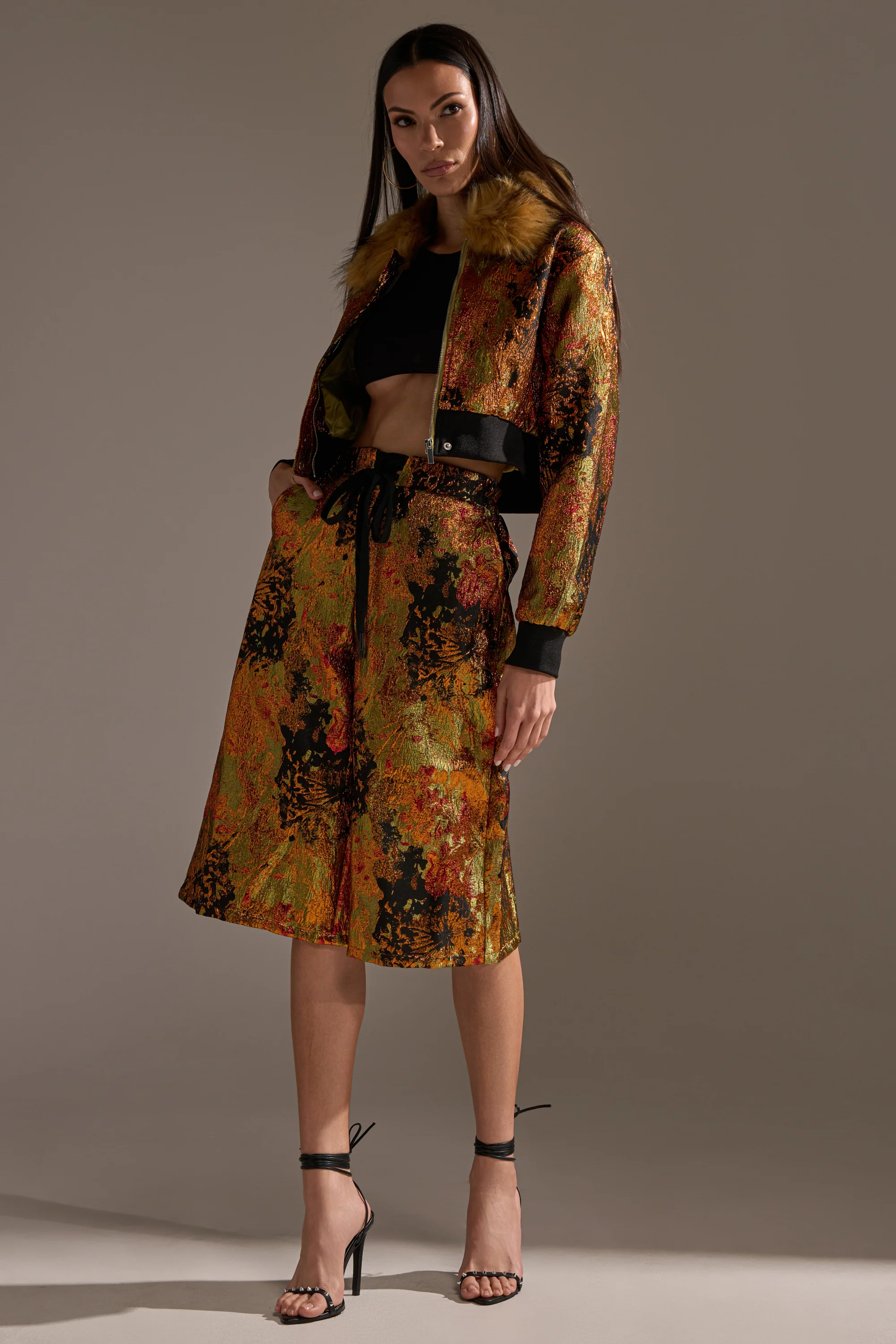 TWIN FLAME BROCADE BERMUDA SHORTS - Image 6