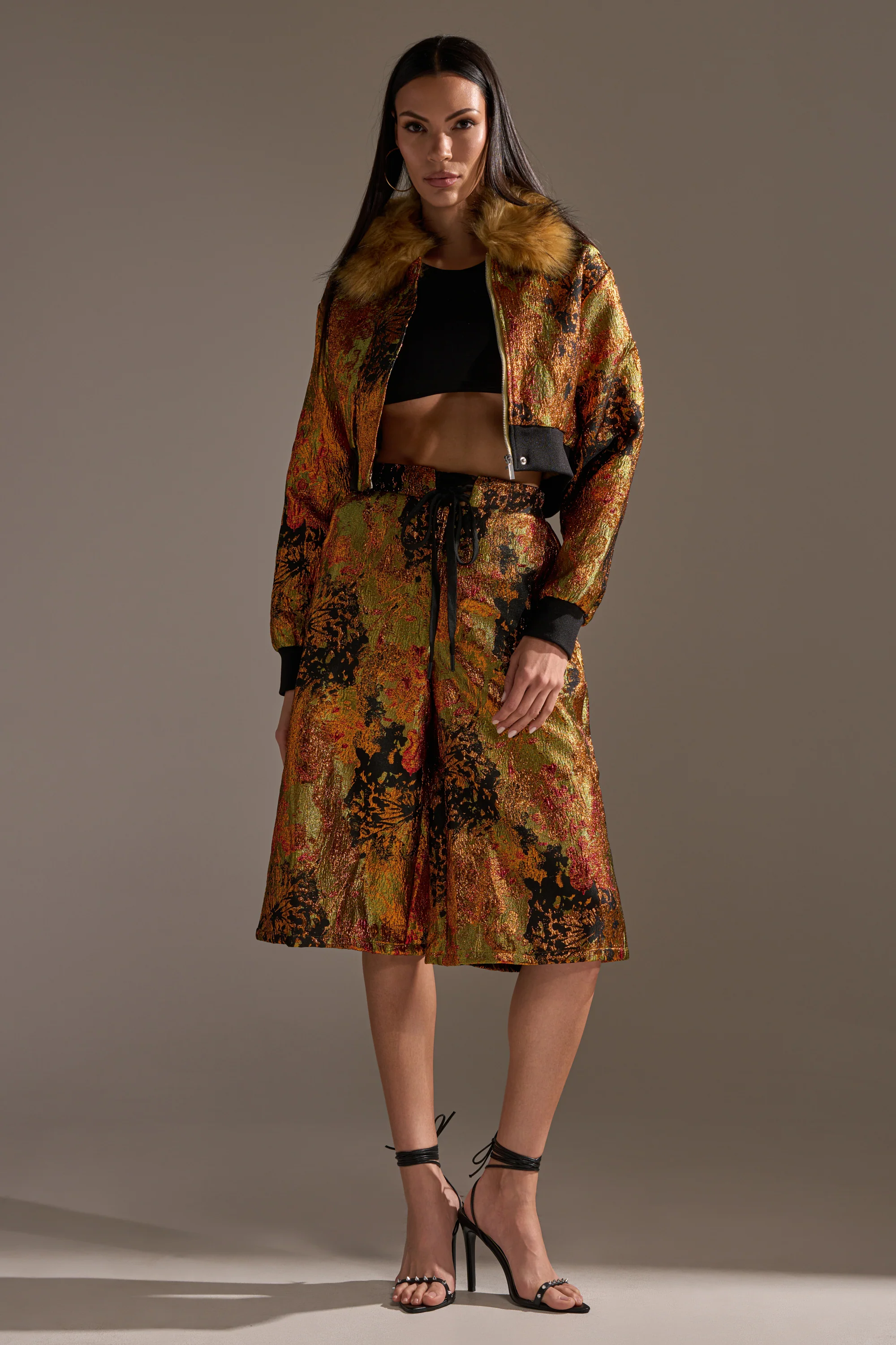 TWIN FLAME BROCADE BERMUDA SHORTS - Image 7
