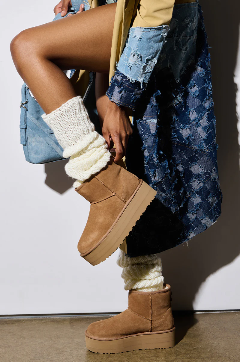 UGG CLASSIC MINI PLATFORM BOOTIE IN CHESTNUT - Image 3