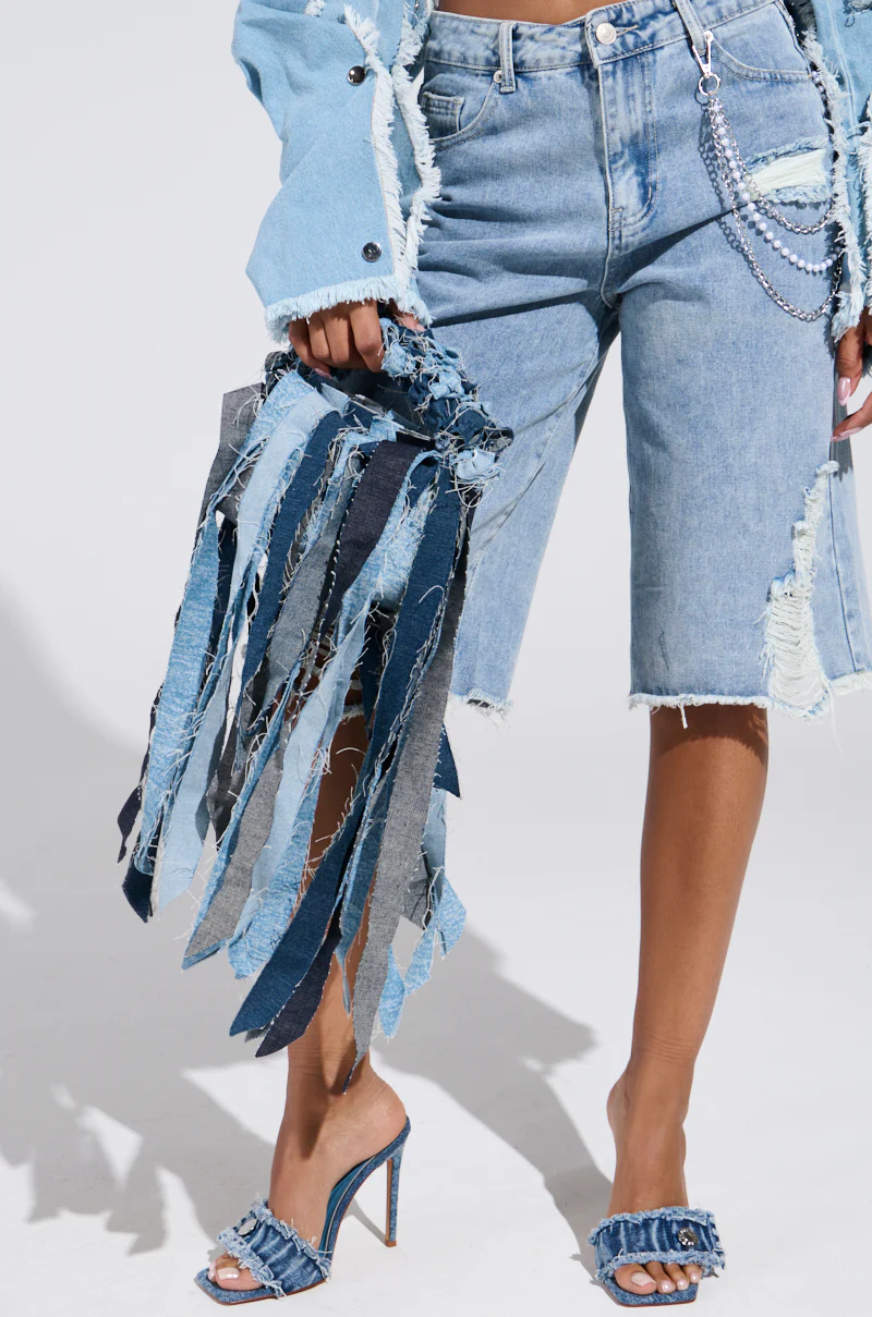 ULTIMATE INSPO SHREDDED DENIM PURSE - Image 2