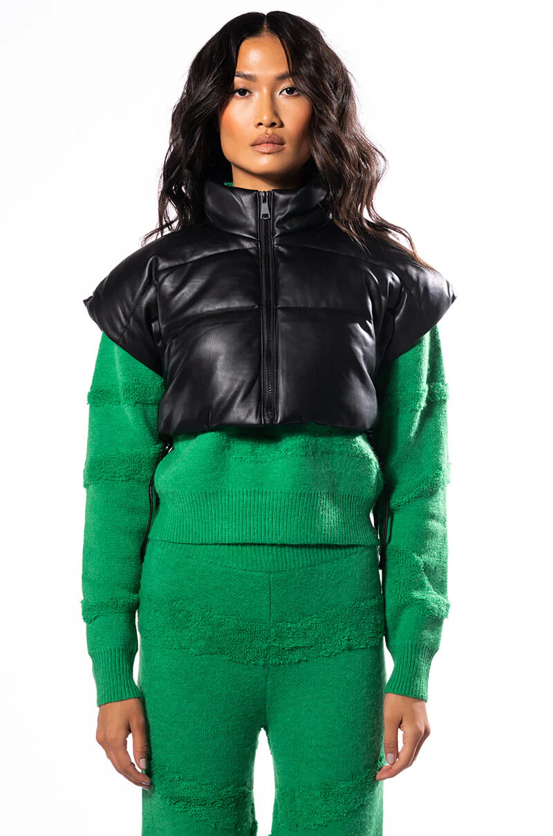 ULTRA CROP PU VEST WITH PULL STRINGS - Image 14