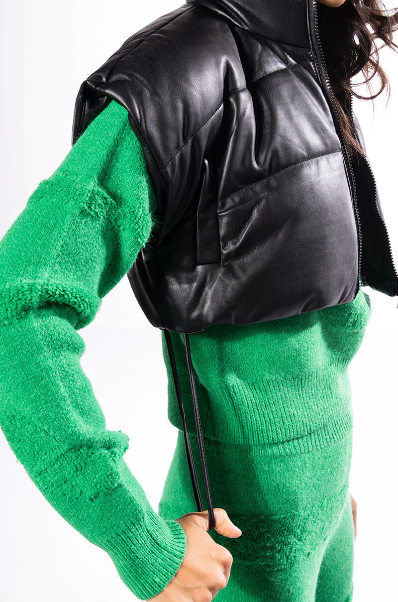 ULTRA CROP PU VEST WITH PULL STRINGS - Image 20