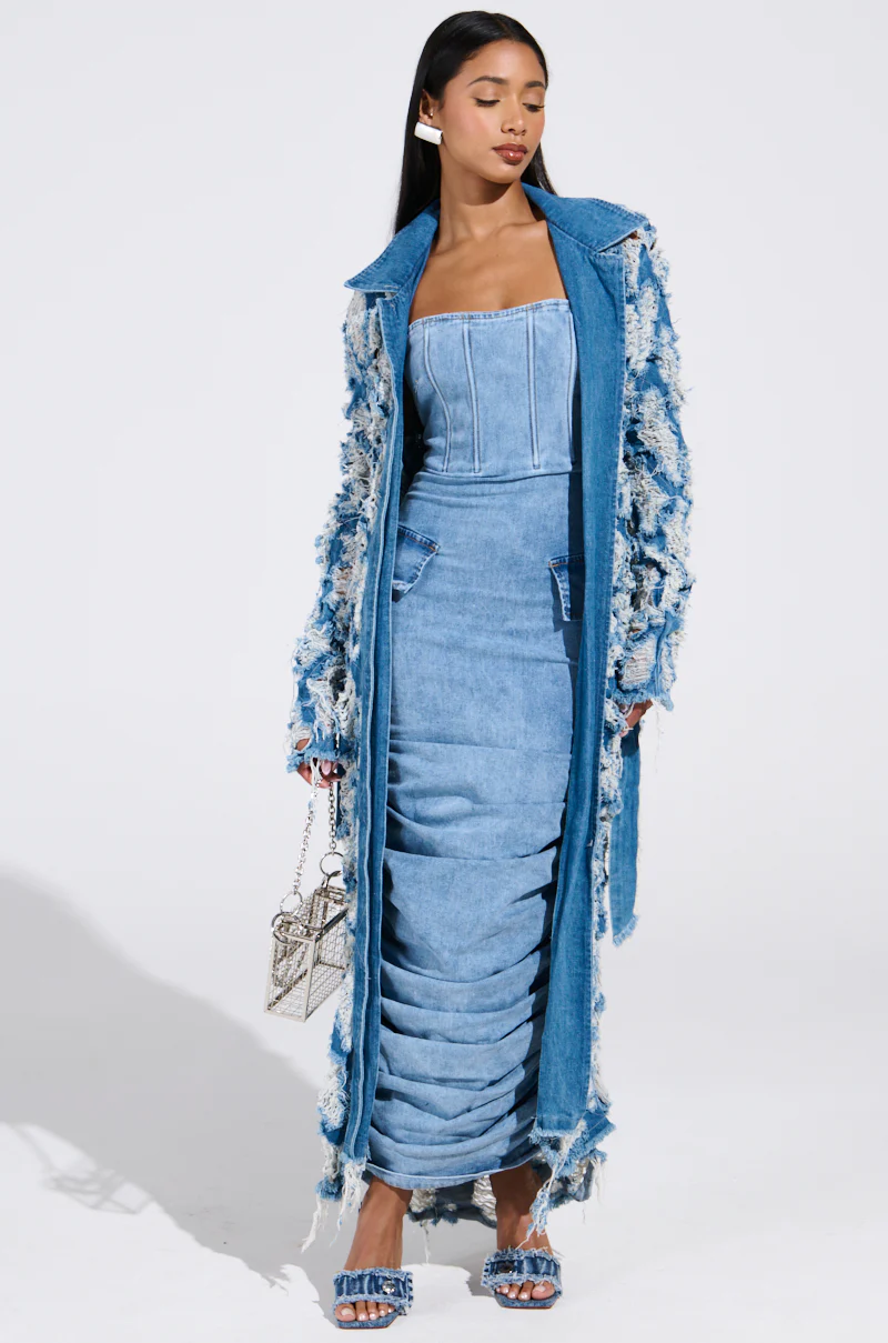 ULTRA DISTRESSED DENIM TRENCH - Image 3