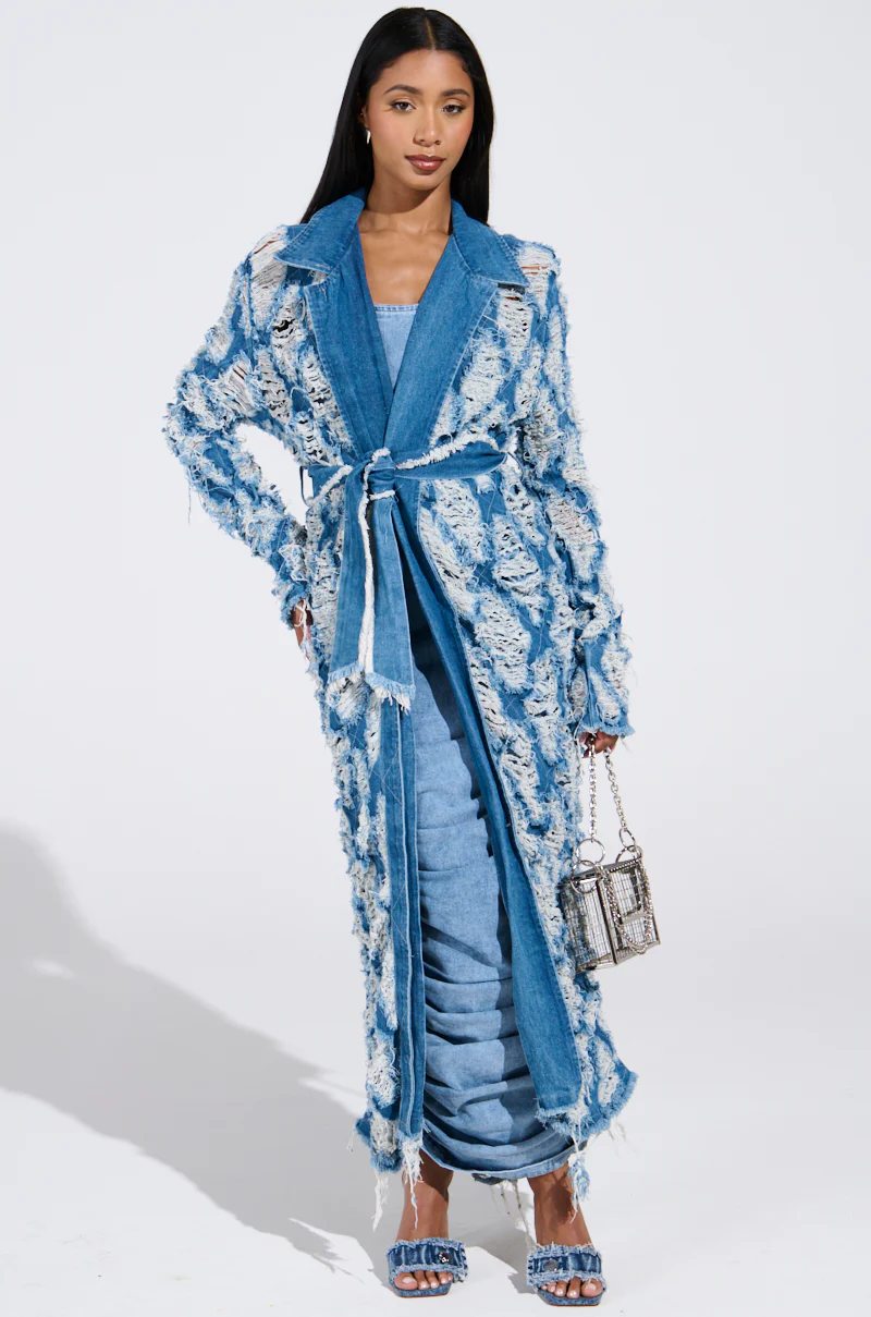 ULTRA DISTRESSED DENIM TRENCH - Image 4
