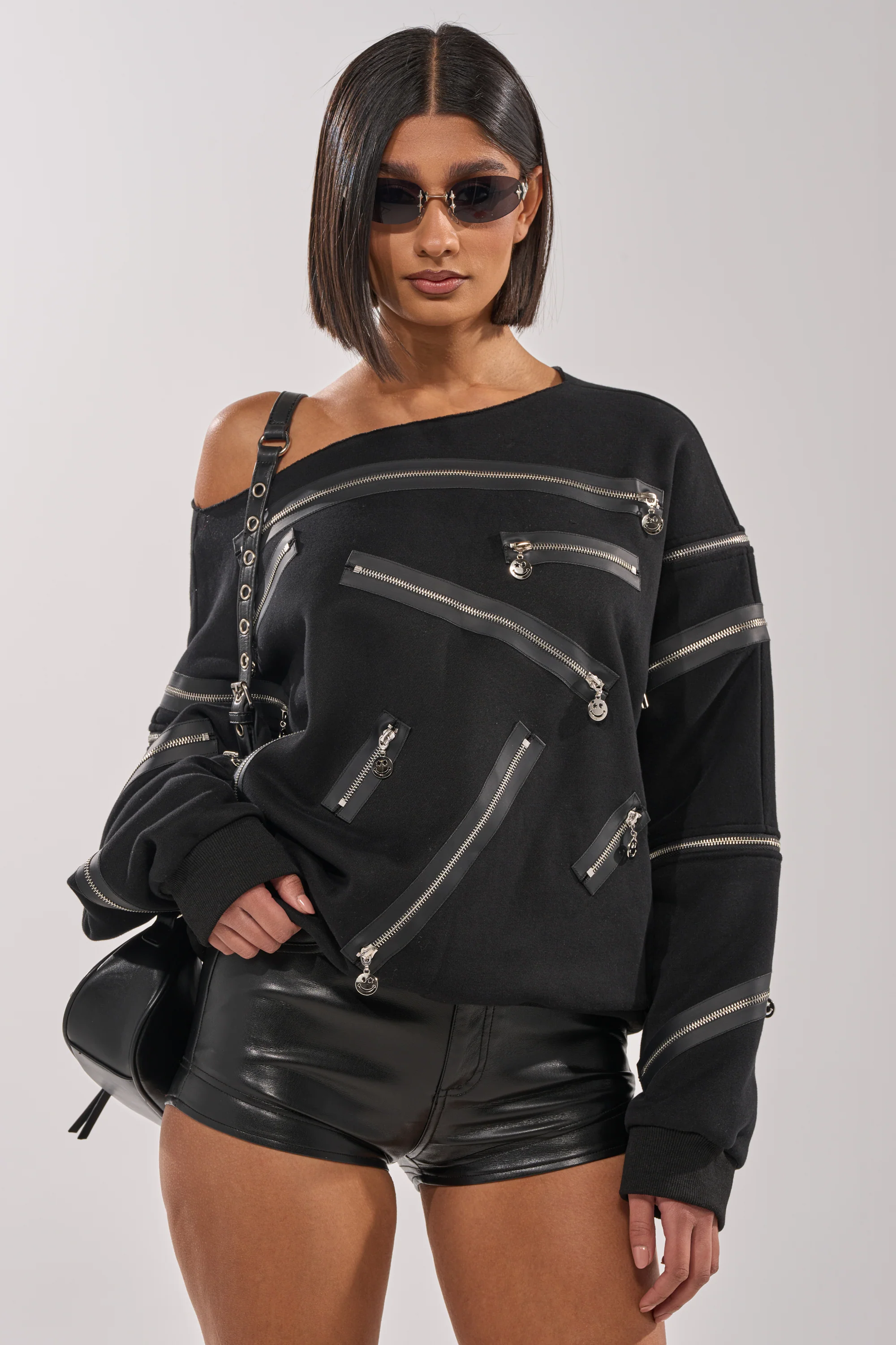 UN-ZIP ME OFF THE SHOULDER SWEATSHIRT - Image 2