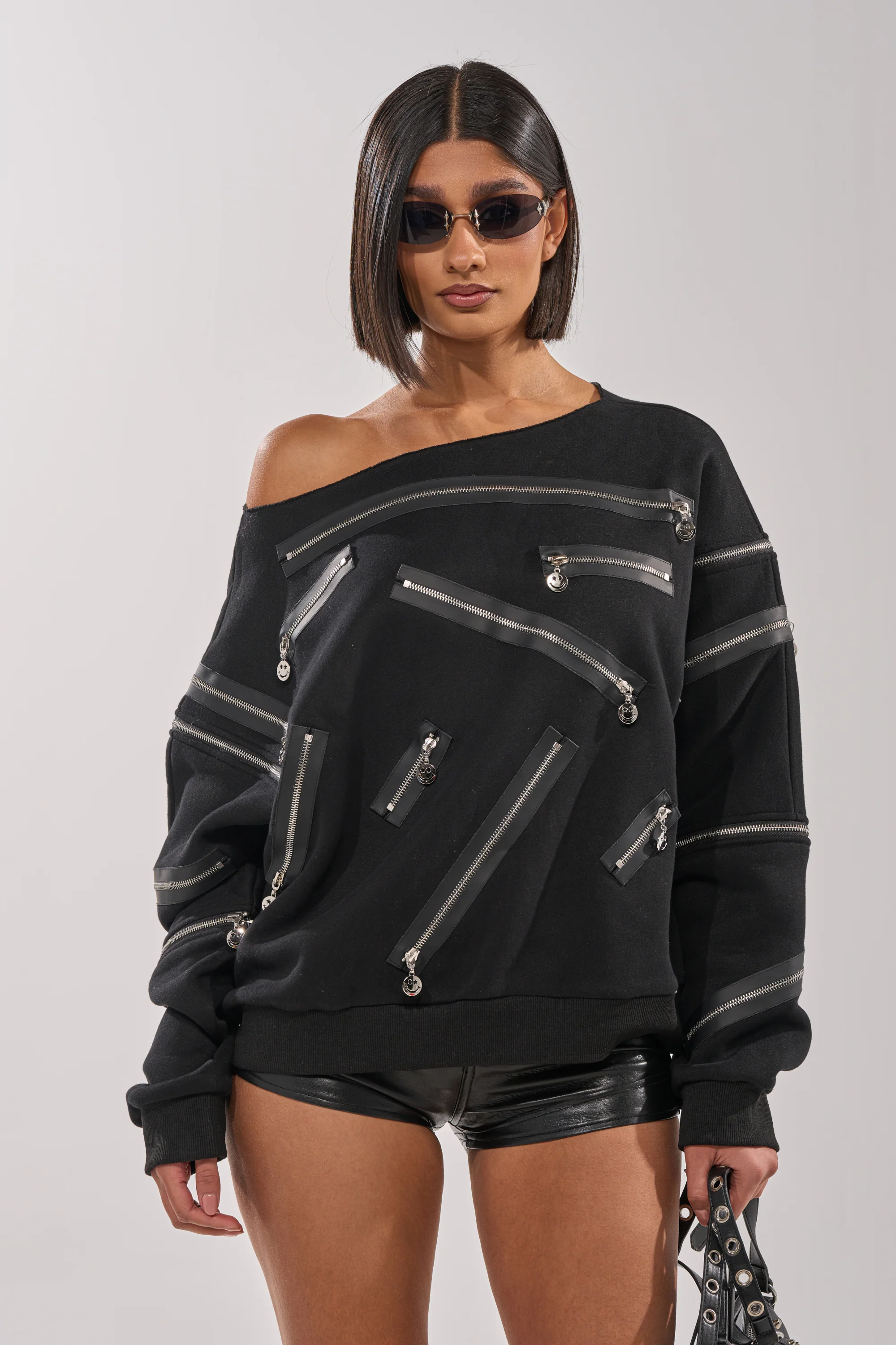 UN-ZIP ME OFF THE SHOULDER SWEATSHIRT - Image 4