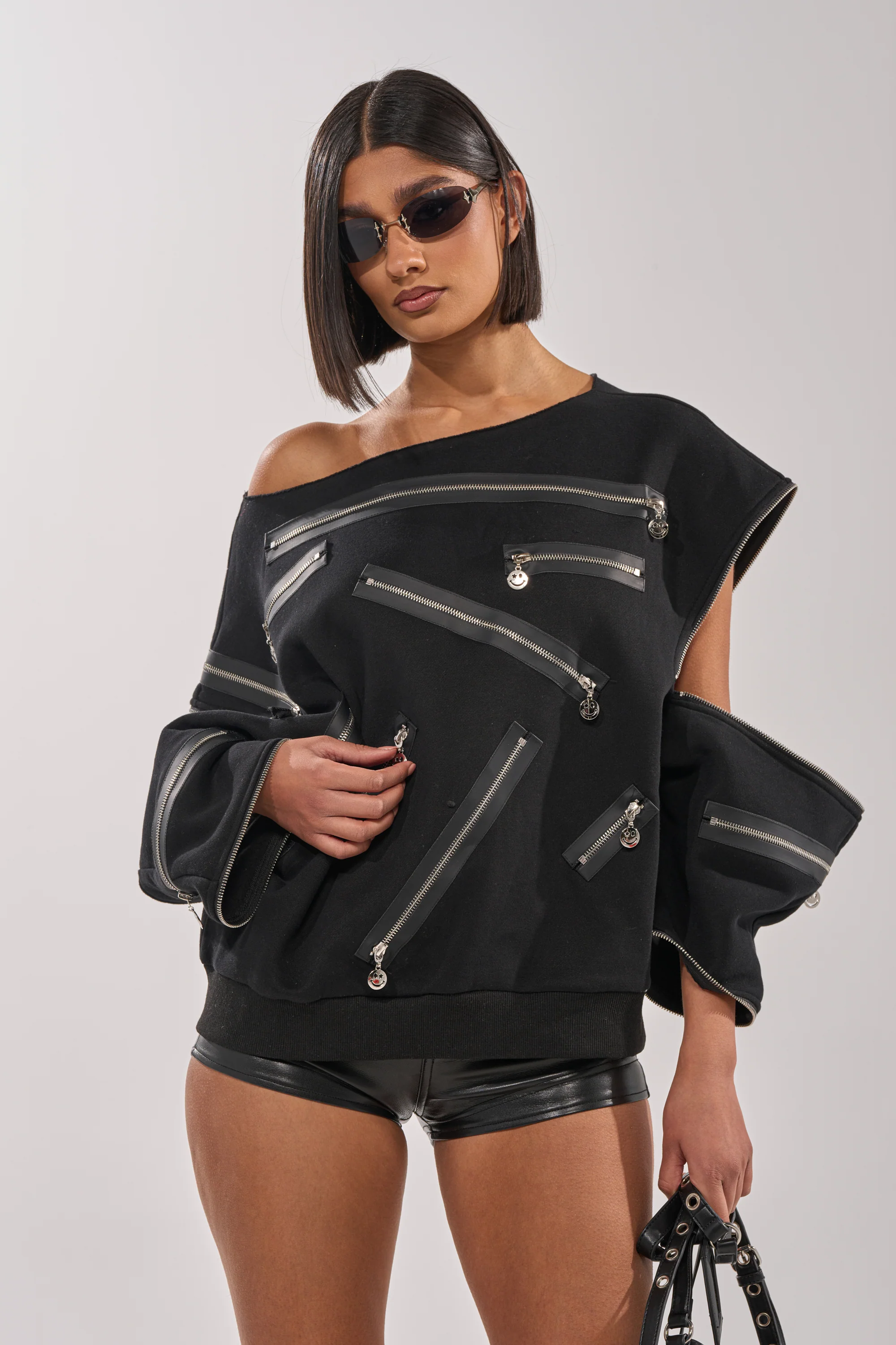UN-ZIP ME OFF THE SHOULDER SWEATSHIRT - Image 5