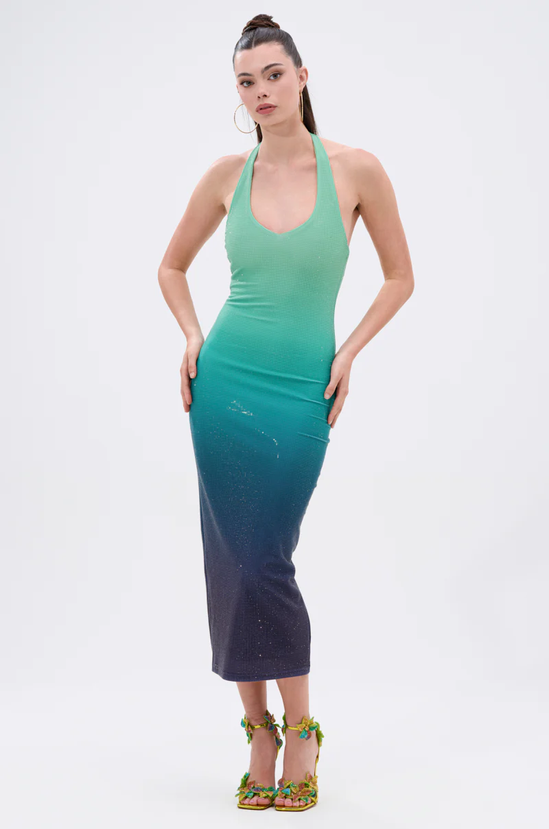 UNDER THE SEA RHINESTONE OMBRE MIDI DRESS - Image 2