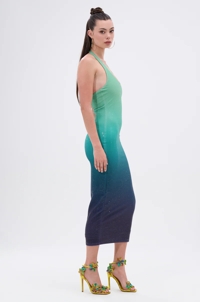 UNDER THE SEA RHINESTONE OMBRE MIDI DRESS - Image 4