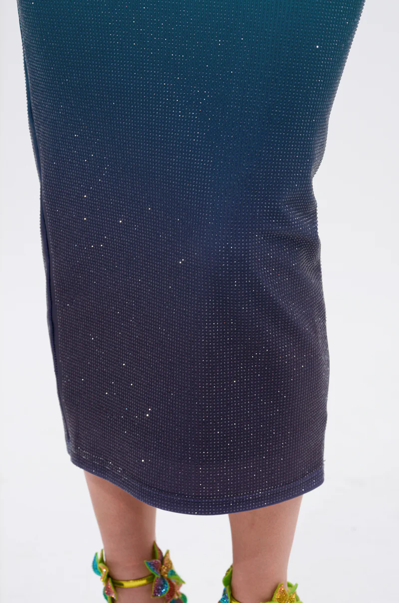 UNDER THE SEA RHINESTONE OMBRE MIDI DRESS - Image 8
