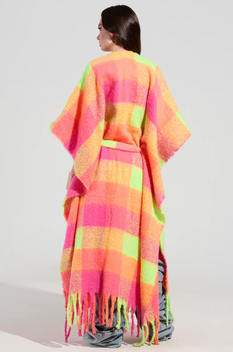 UNDER THE SUN PLAID PONCHO - Image 5