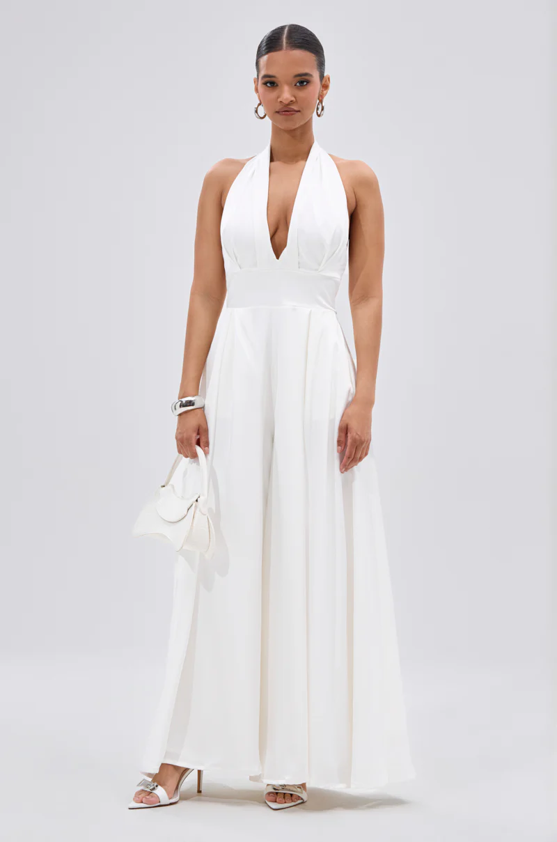 UNFORGETTABLE SATIN JUMPSUIT IN WHITE - Image 3
