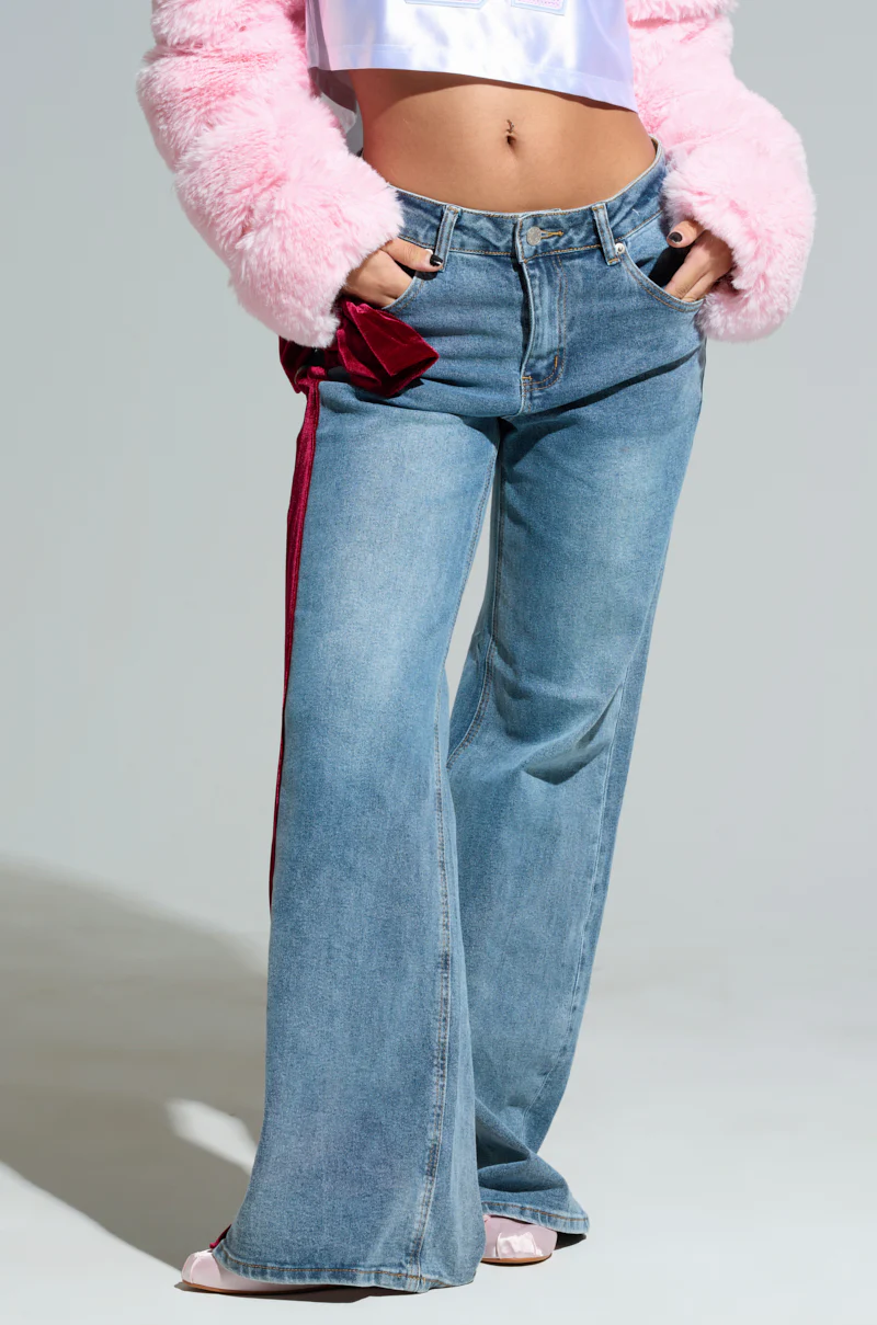 UNWRAP ME VELVET BOW DENIM PANT - Image 2