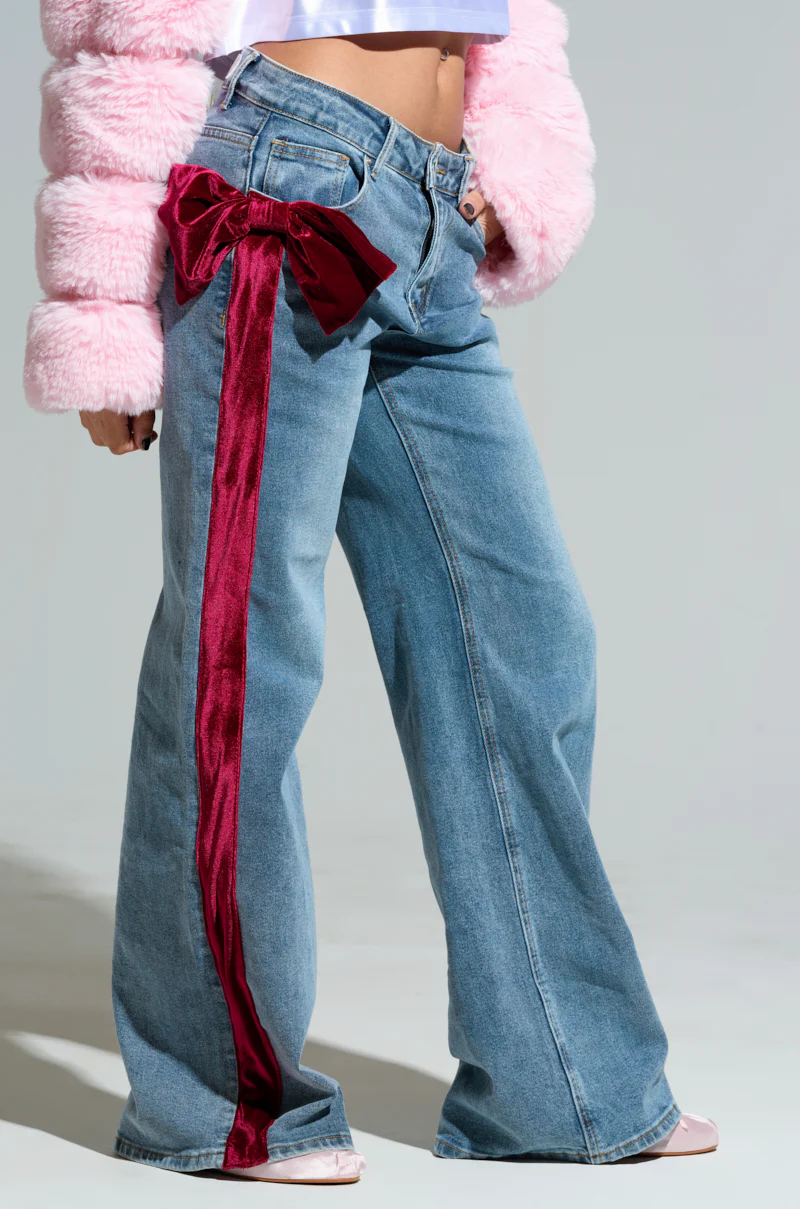 UNWRAP ME VELVET BOW DENIM PANT - Image 4