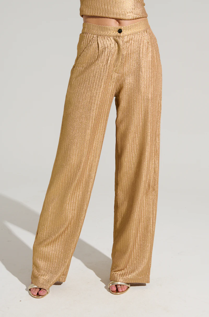 UP ALL NIGHT THINKING TROUSER IN GOLD - Image 2