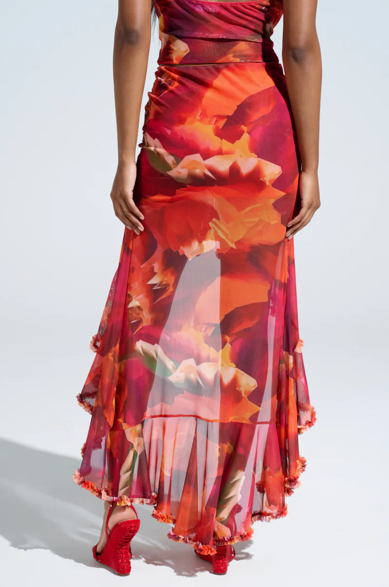 UP IN FLAMES RUFFLE MIDI SKIRT - Image 5