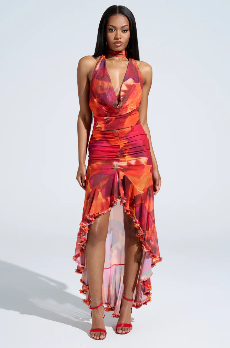 UP IN FLAMES SCARF DETAILED COWL NECK BLOUSE - Image 6