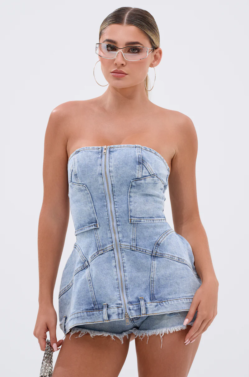 UPSIDE DOWN DENIM BLOUSE - Image 2