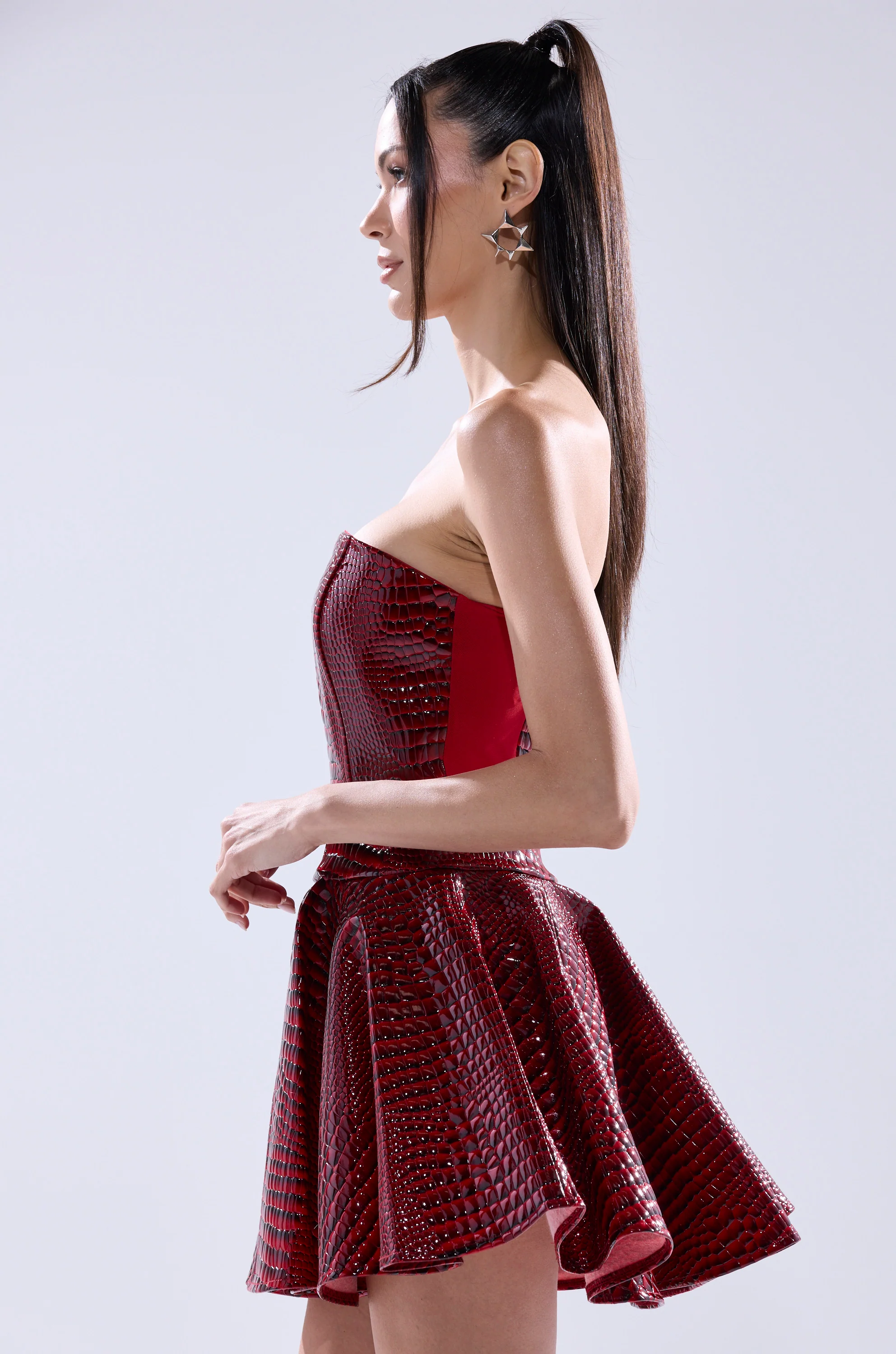 VAL PU MINI DRESS IN CROC PRINT - Image 4