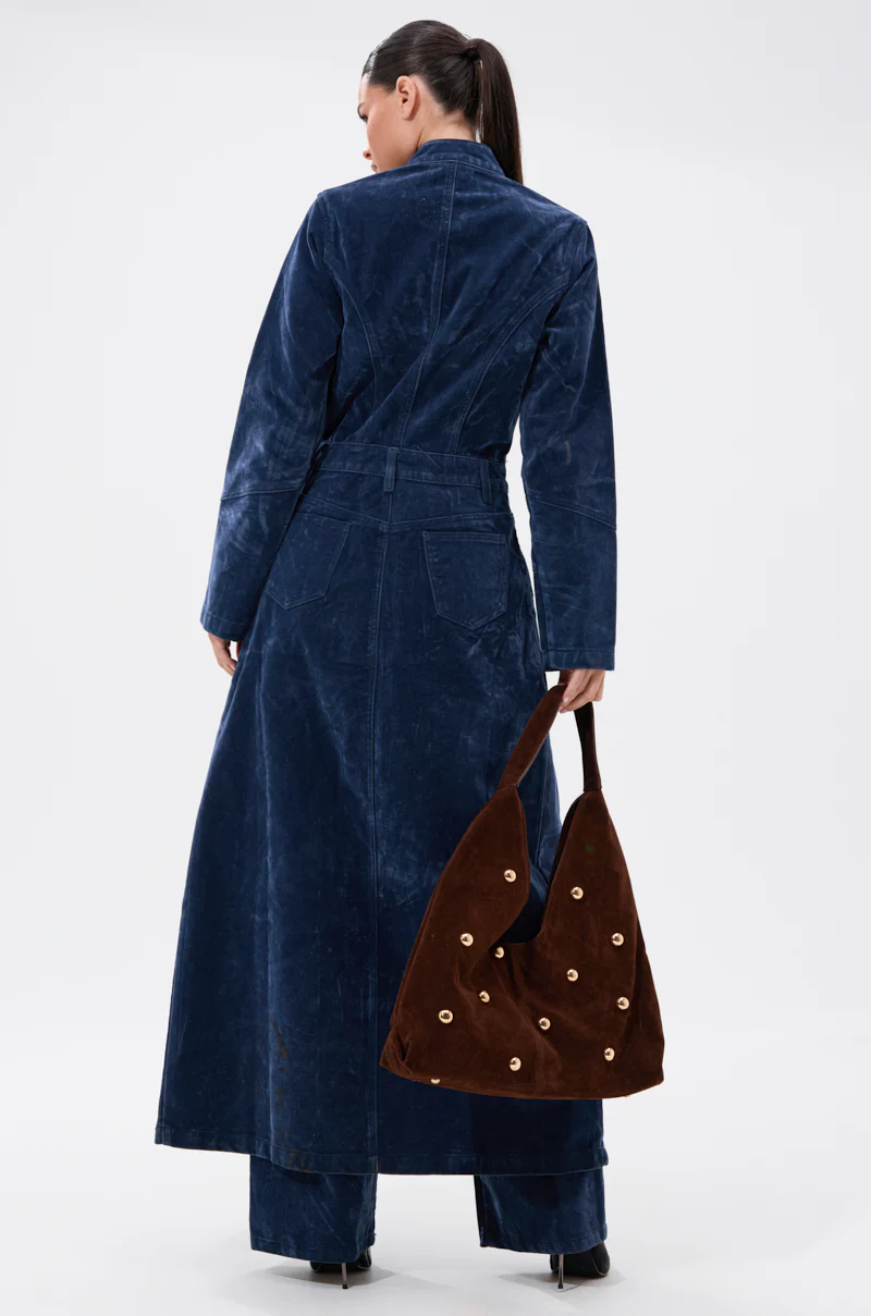VALERIE VELVET EFFECT TRENCH IN BLUE - Image 7