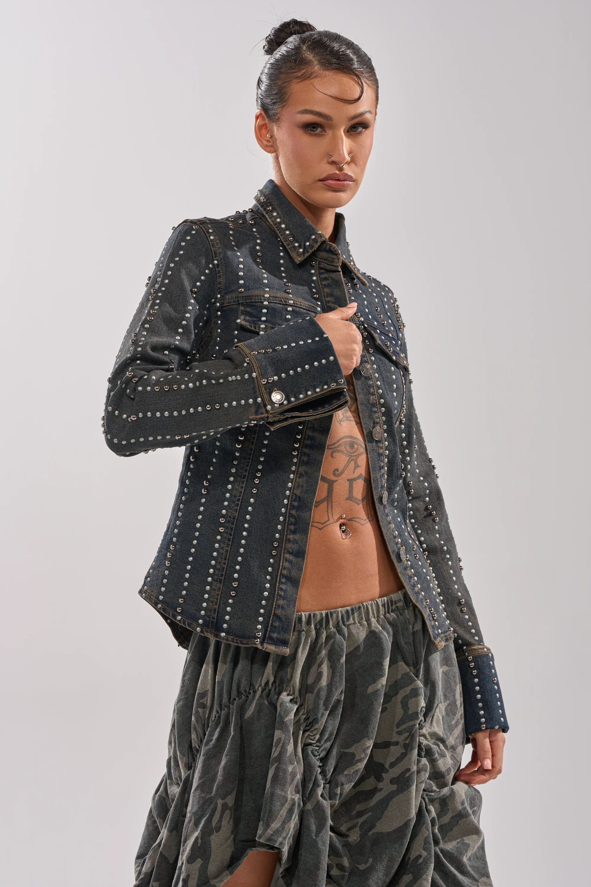 VANJA STUDDED DENIM BUTTON DOWN - Image 5