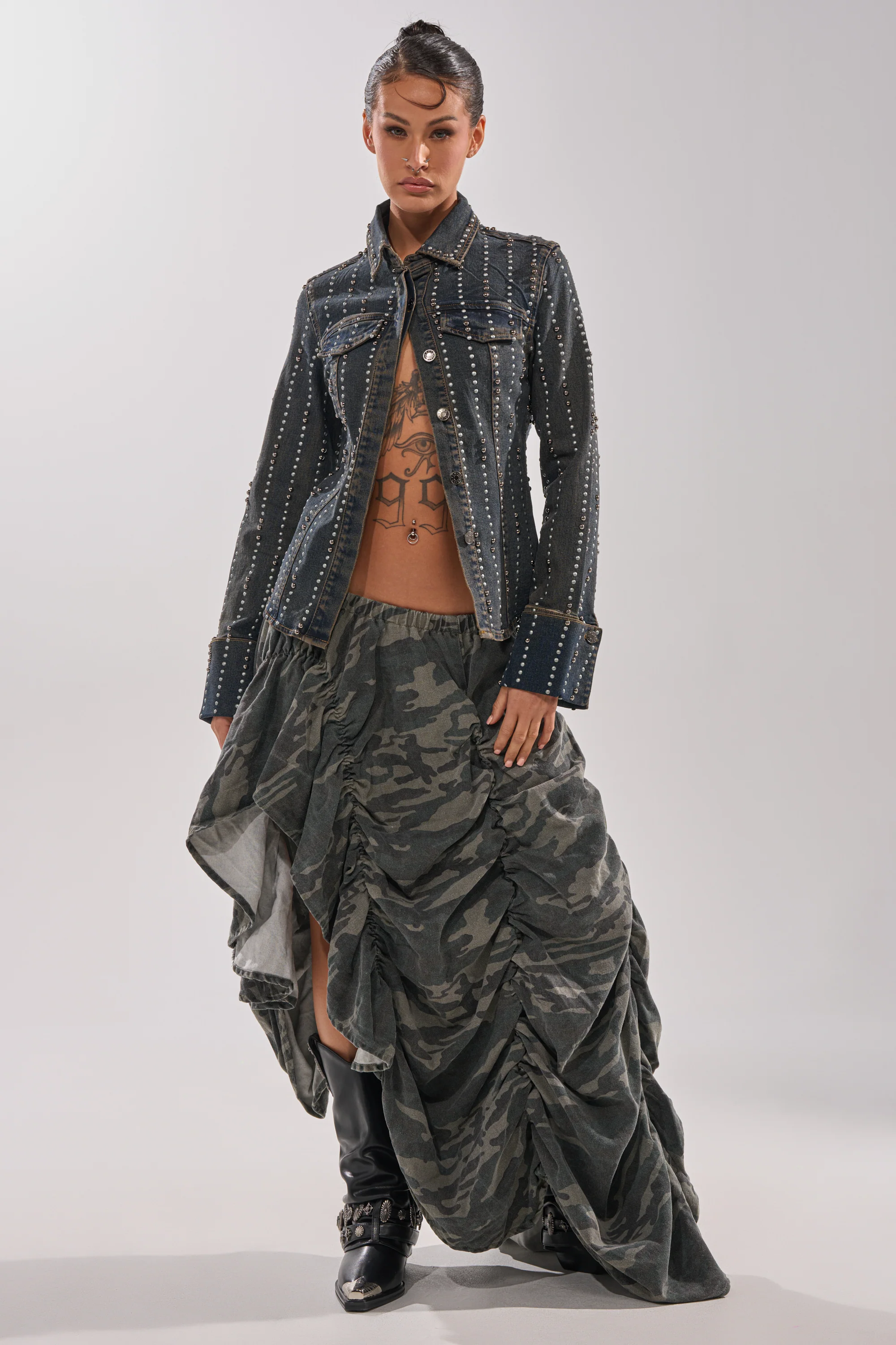 VANJA STUDDED DENIM BUTTON DOWN - Image 9