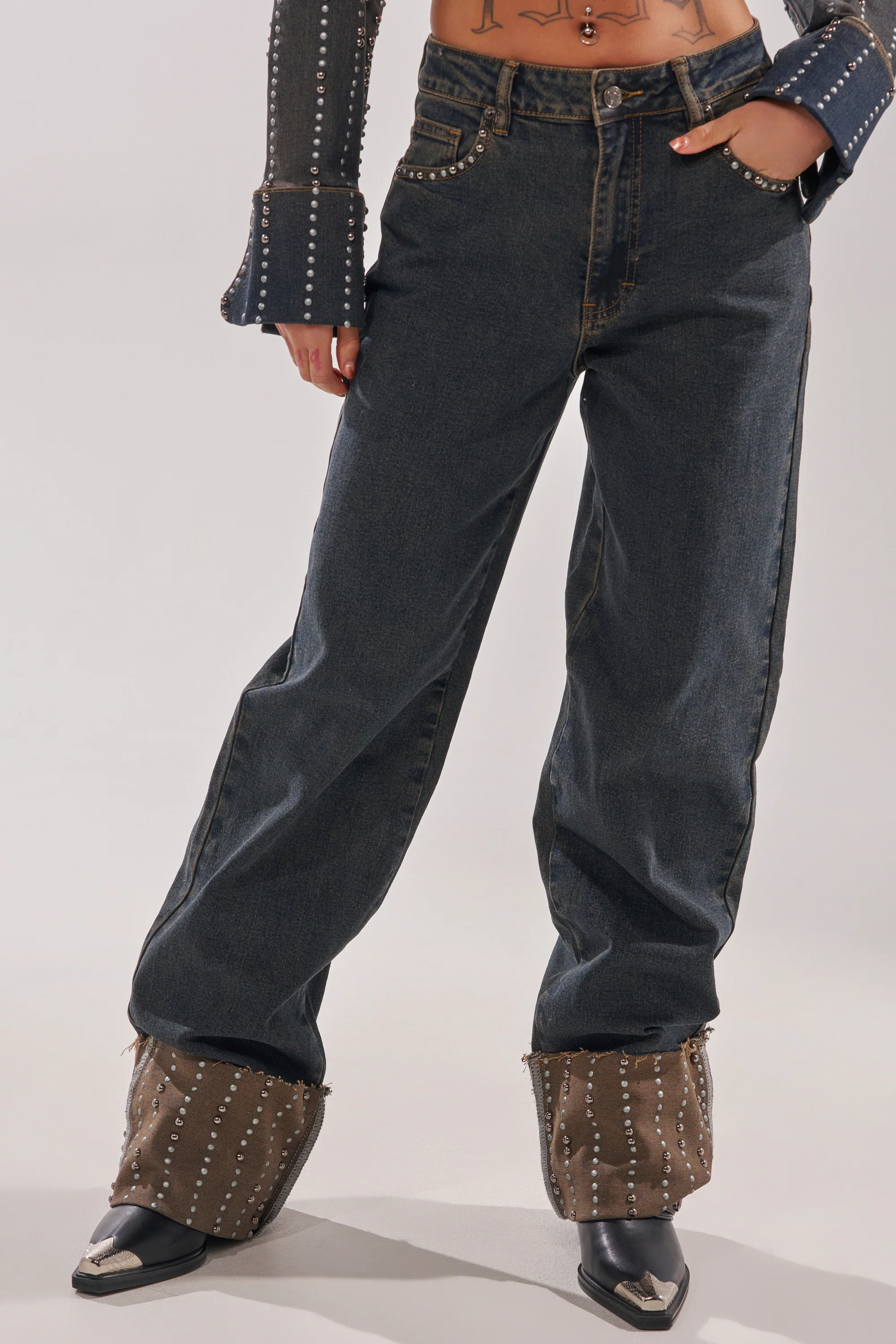 VANJA STUDDED WIDE LEG DENIM - Image 2