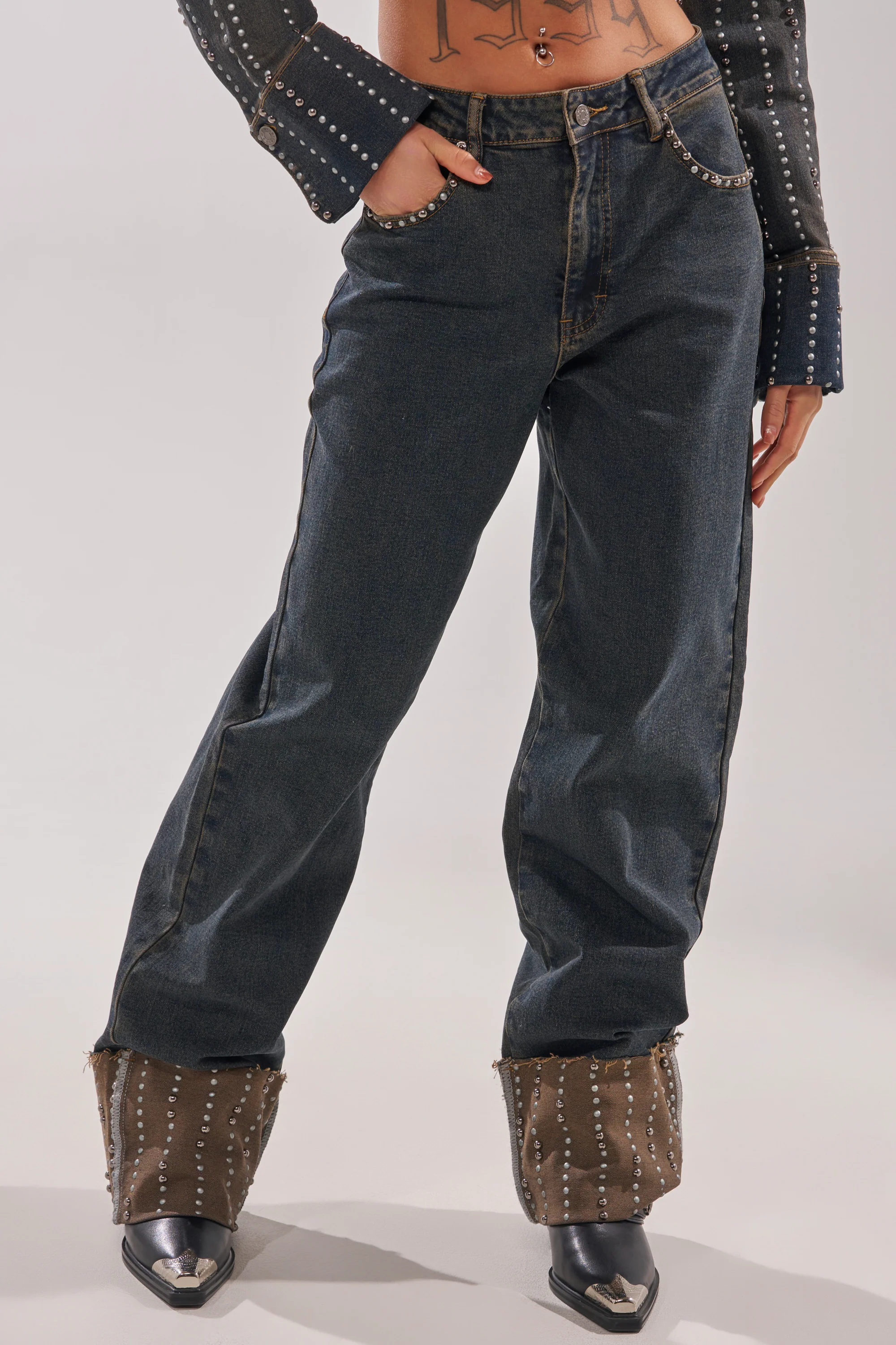 VANJA STUDDED WIDE LEG DENIM - Image 3