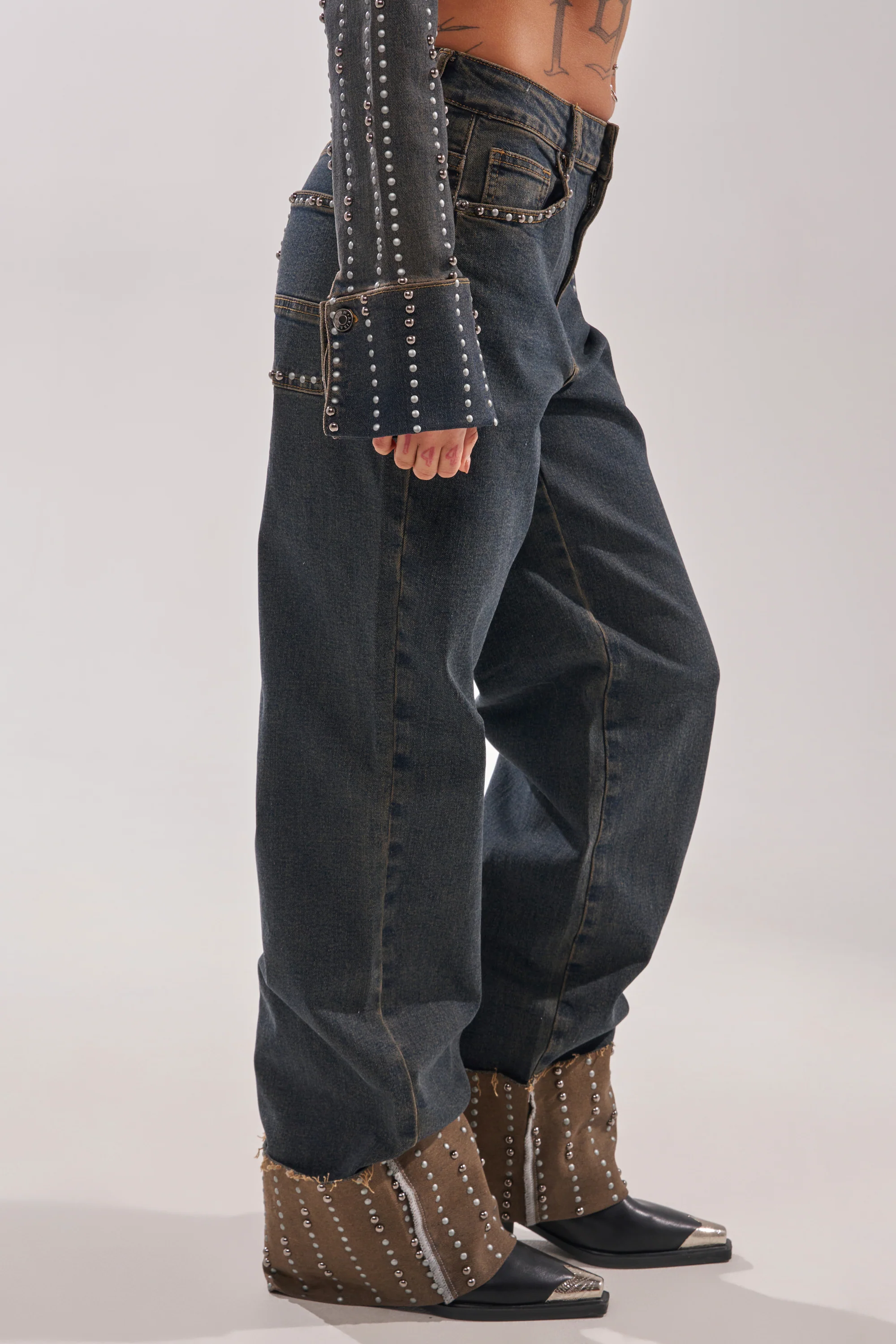 VANJA STUDDED WIDE LEG DENIM - Image 4