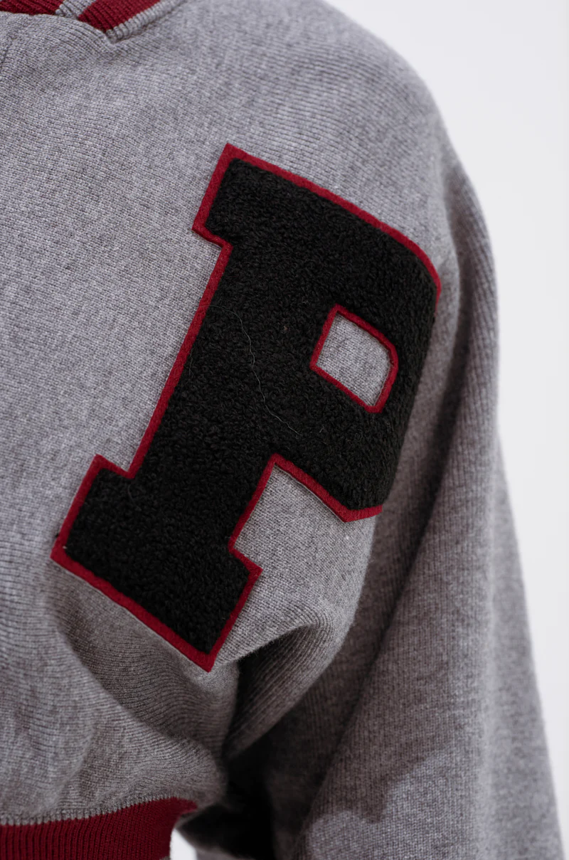 VARSITY TEAM BUTTON DOWN SWEATER IN HEATHER GREY - Image 9