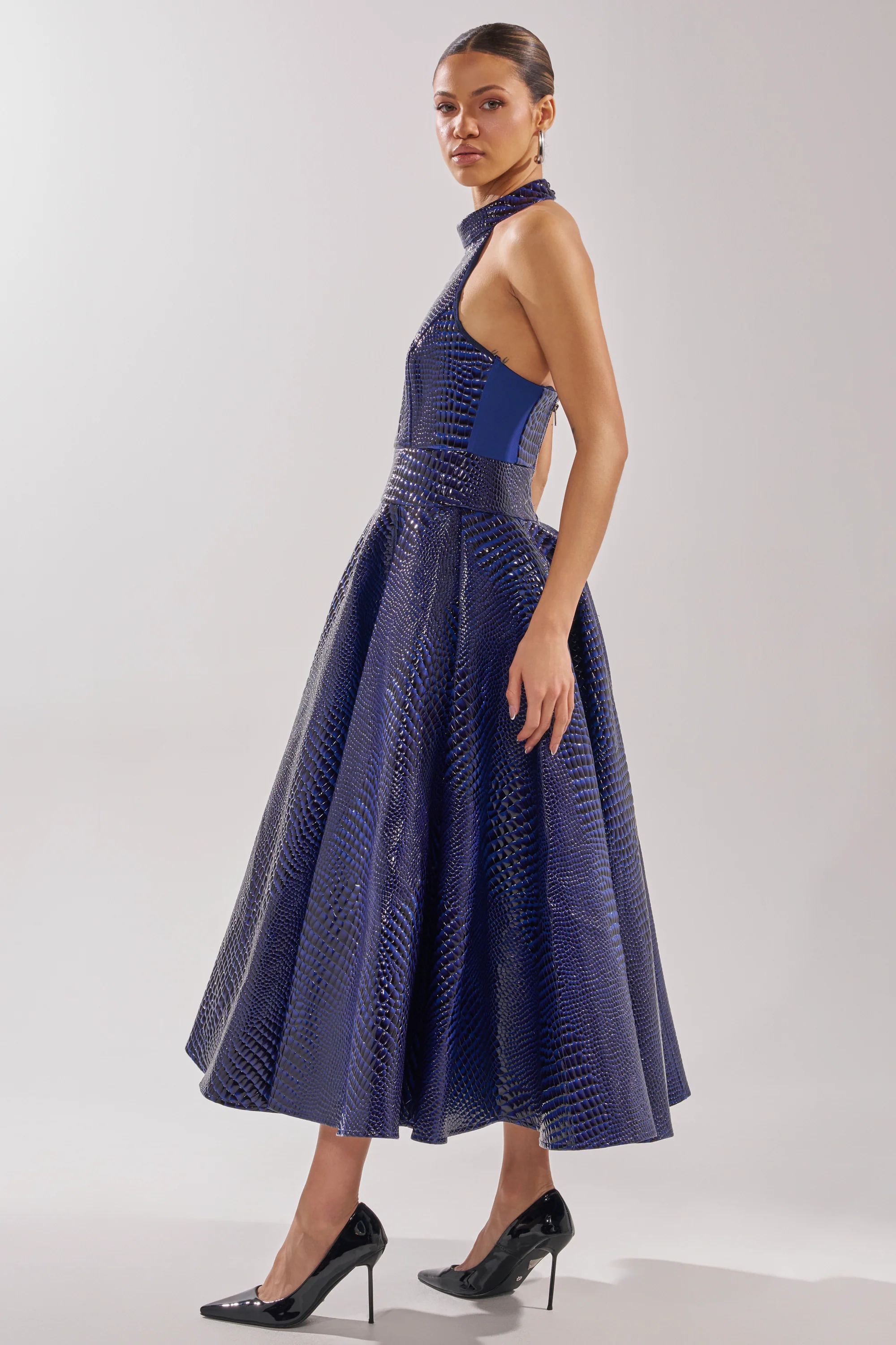 VEE FAUX LEATHER CROC MIDI DRESS - Image 4