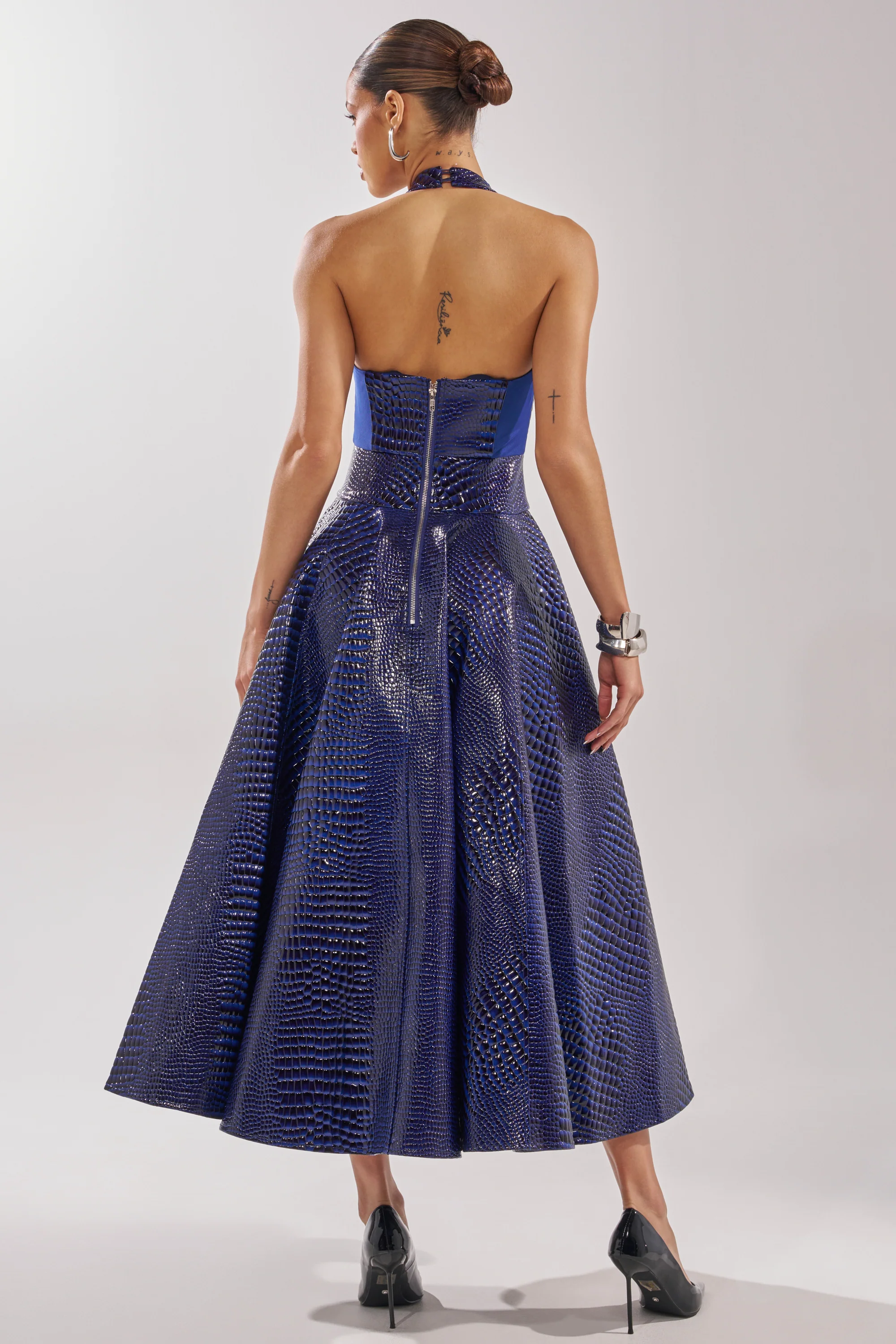 VEE FAUX LEATHER CROC MIDI DRESS - Image 5