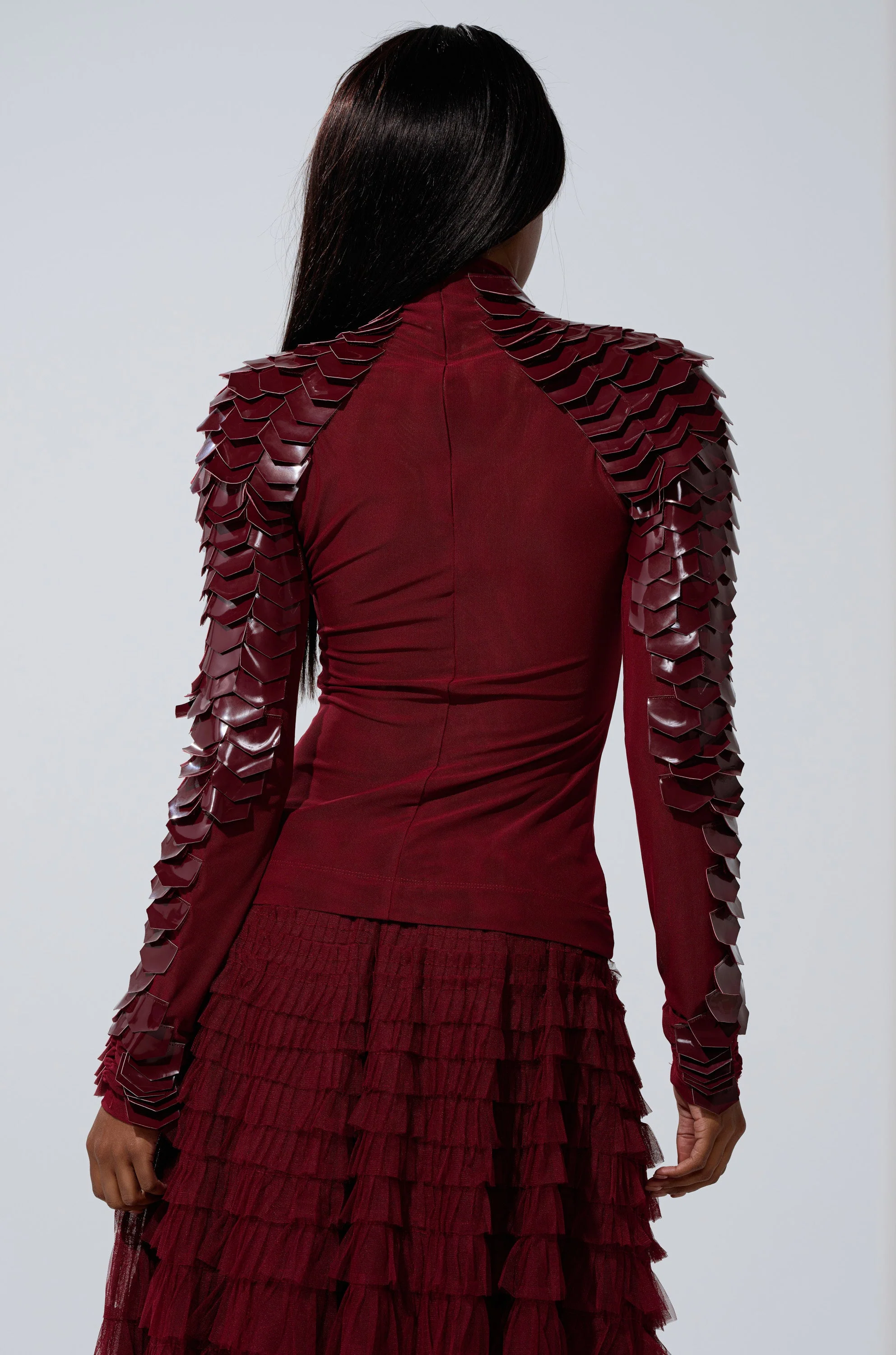 VELMA VINYL SCALE TOP IN BURGUNDY - Image 5