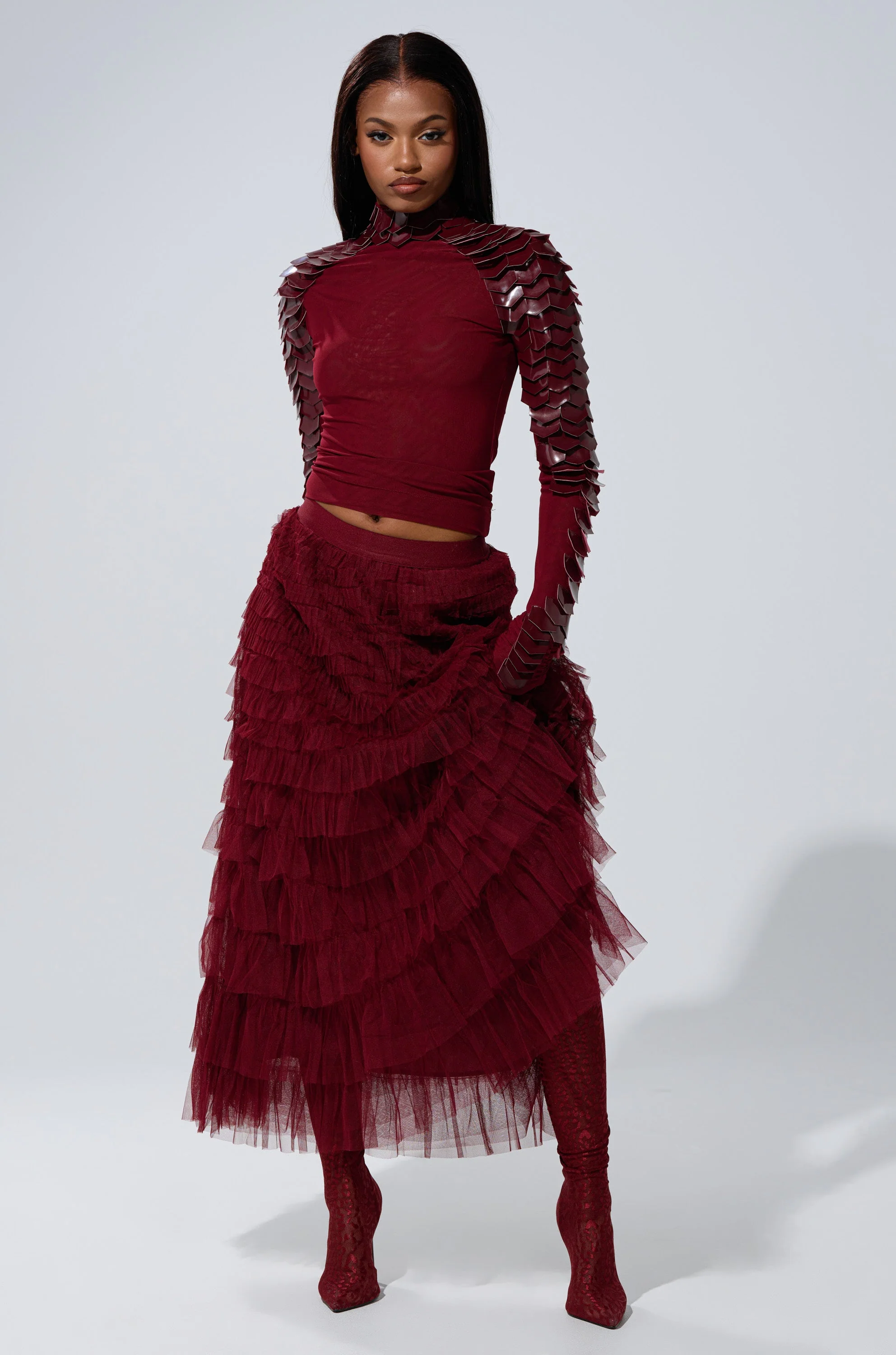 VELMA VINYL SCALE TOP IN BURGUNDY - Image 8